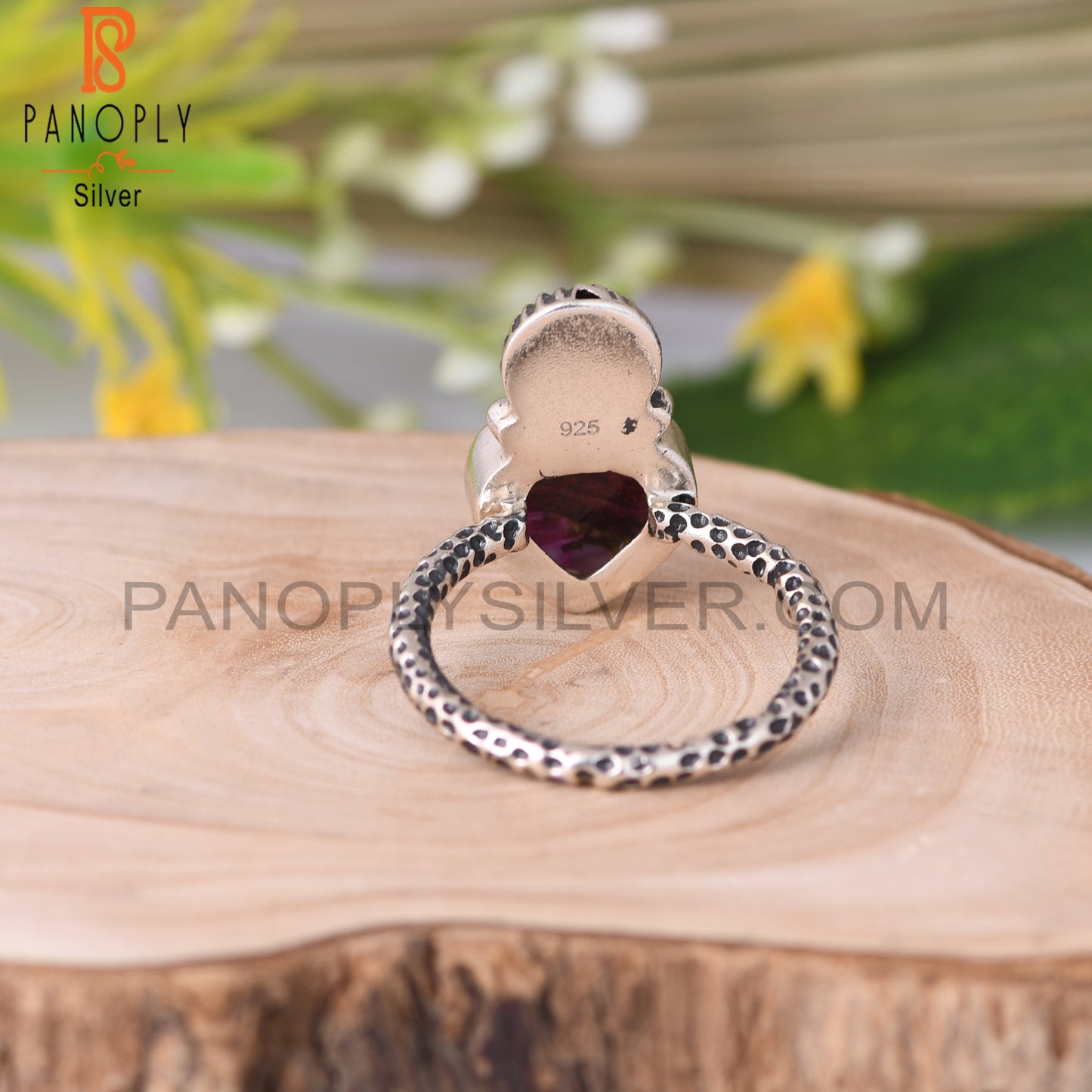 Mojave Copper Purple Oyster Turquoise Heart 925 Silver Ring