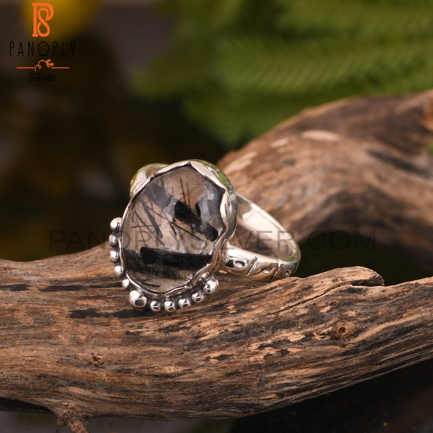 Black Rutile 925 Sterling Silver Ring