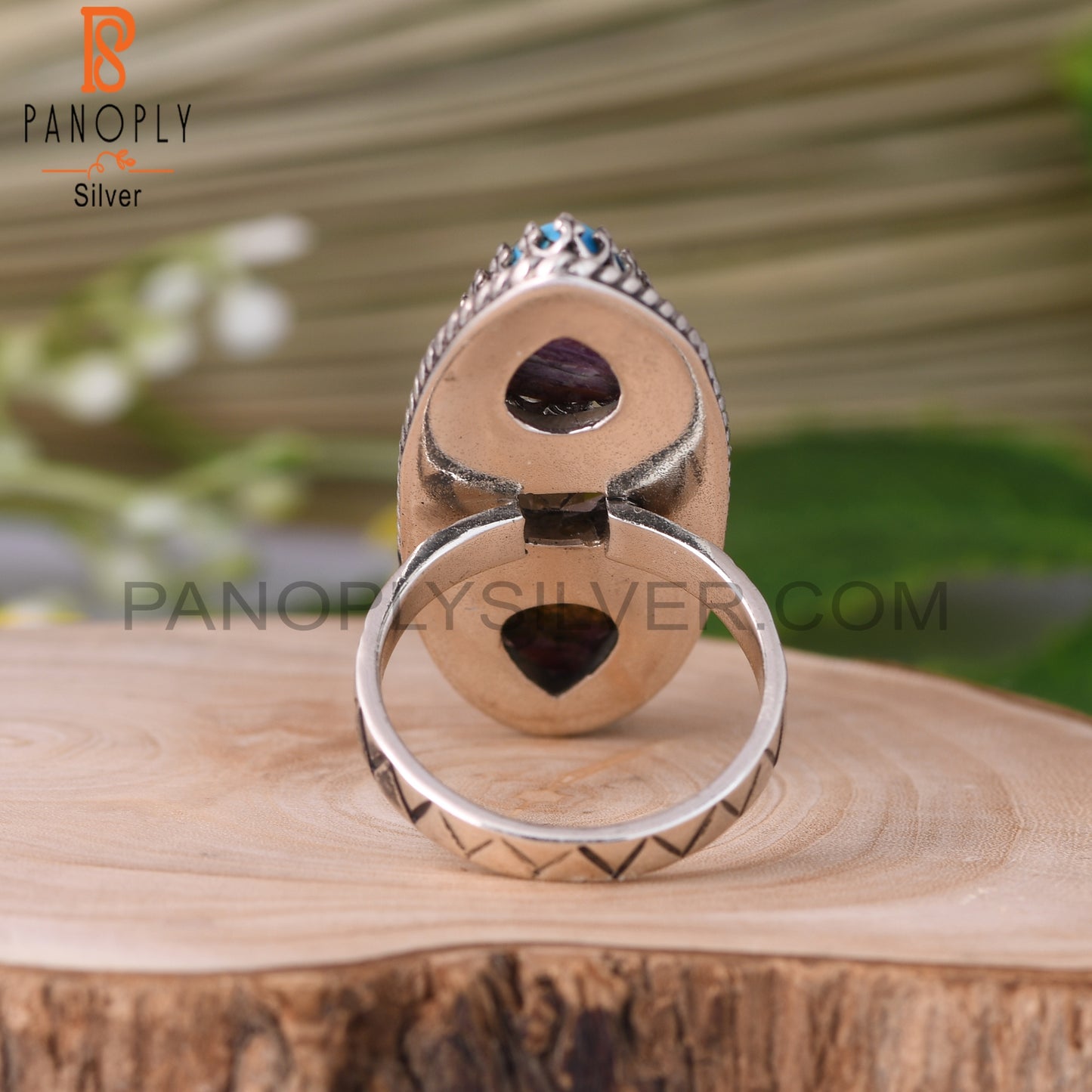 Smoky & Mojave Copper Purple Oyster Turquoise 925 Silver Ring