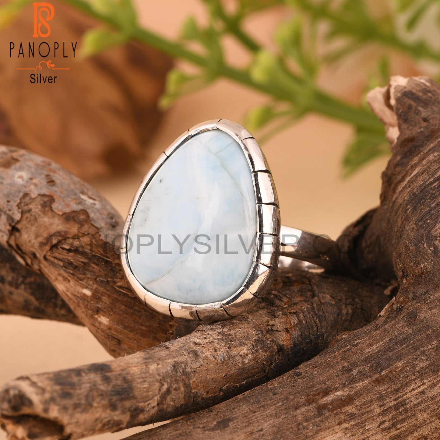 Attractive Larimar 925 Sterling Silver Wedding Band Ring