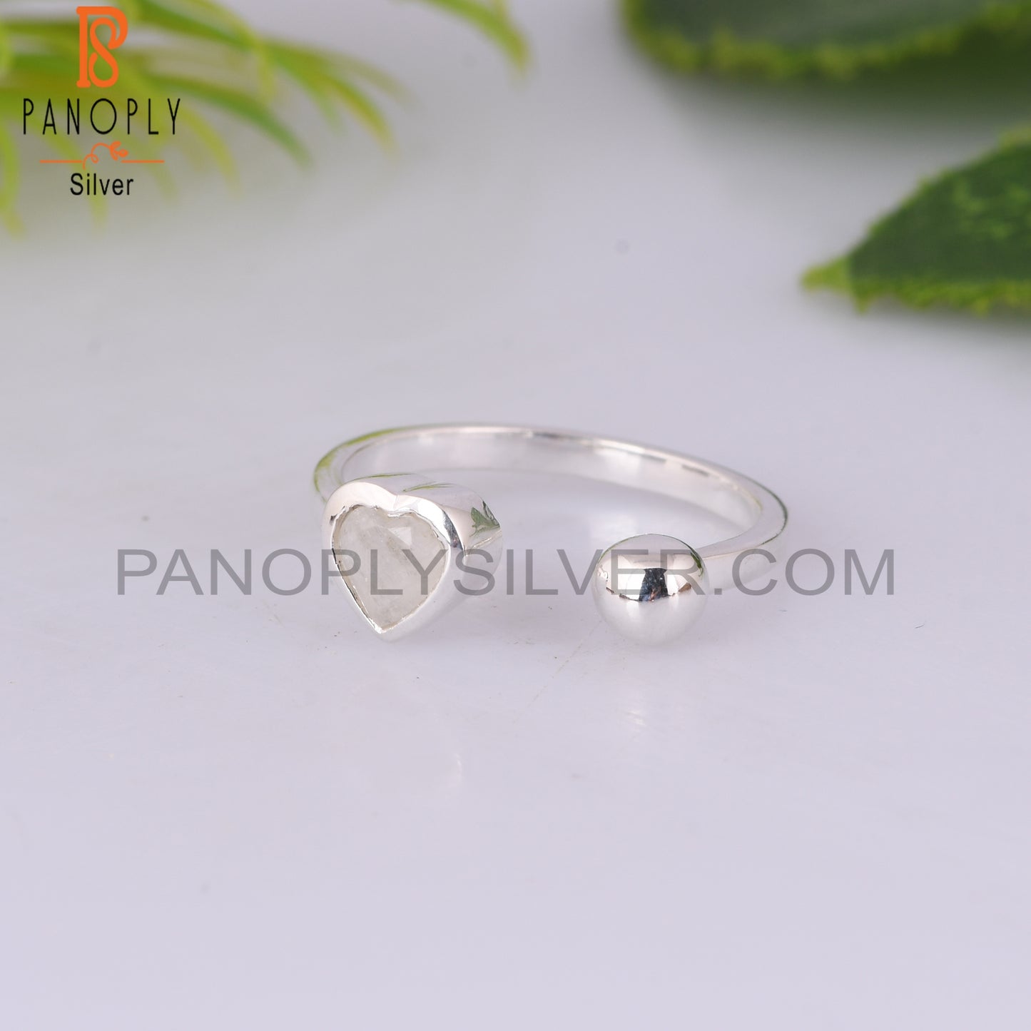 Rainbow Moonstone 925 Silver Adjustable Ring For Women