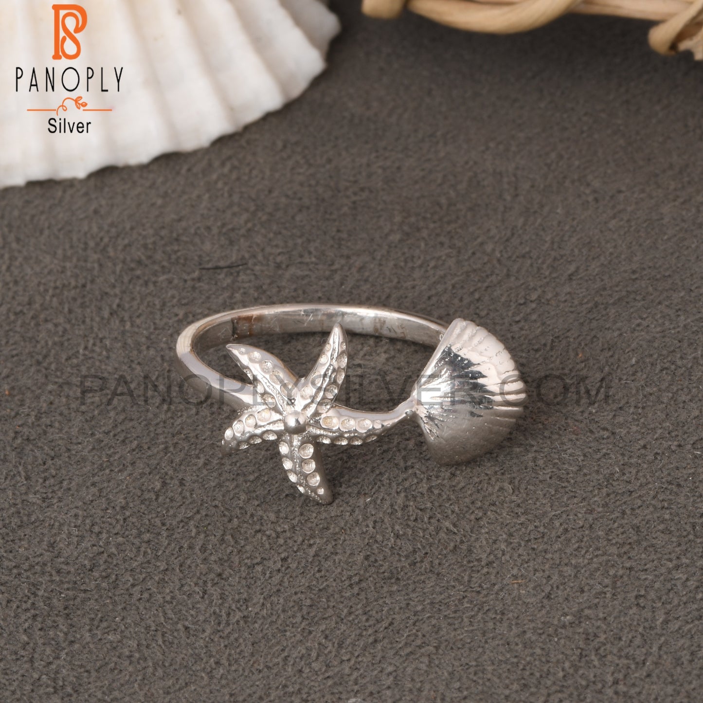 925 Sterling Silver Starfish Band Ring
