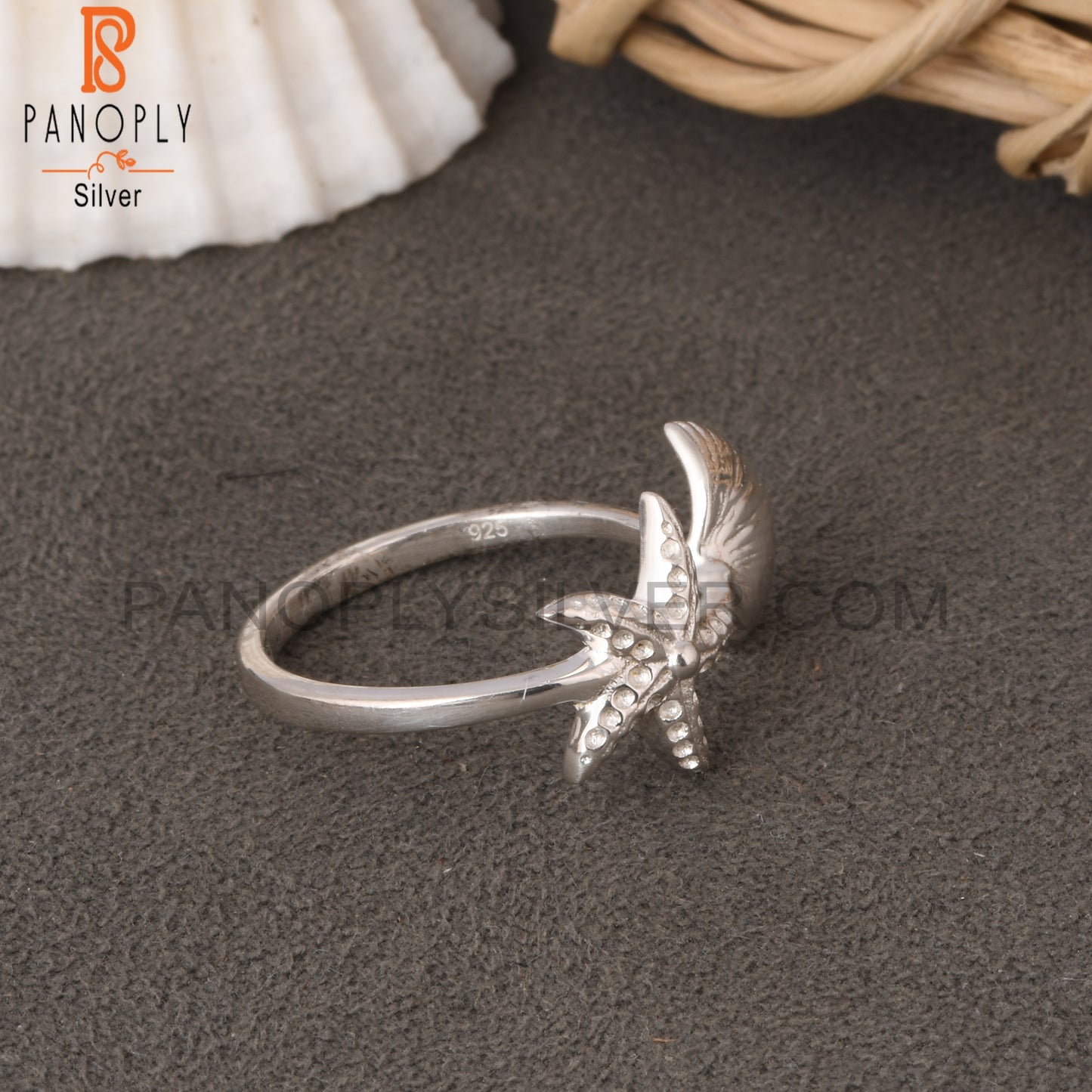 925 Sterling Silver Starfish Band Ring