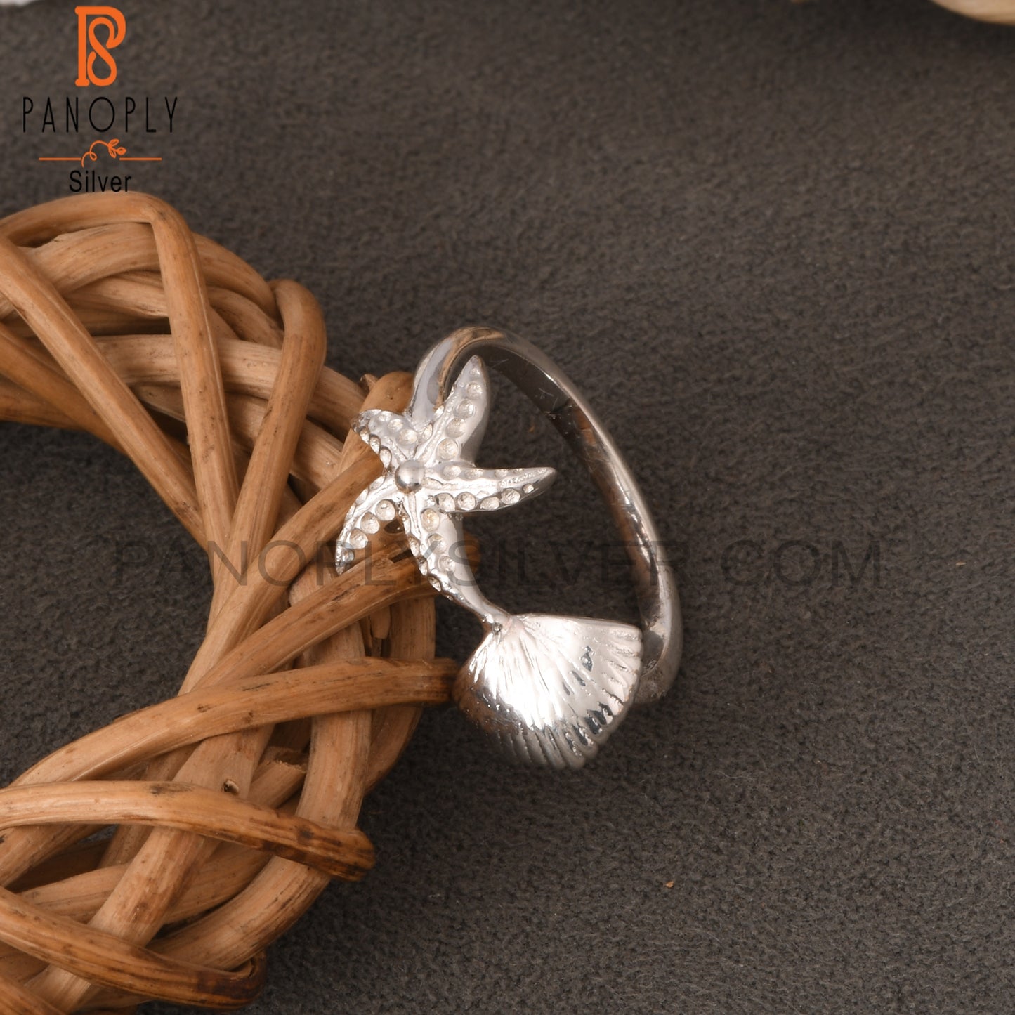 925 Sterling Silver Starfish Band Ring