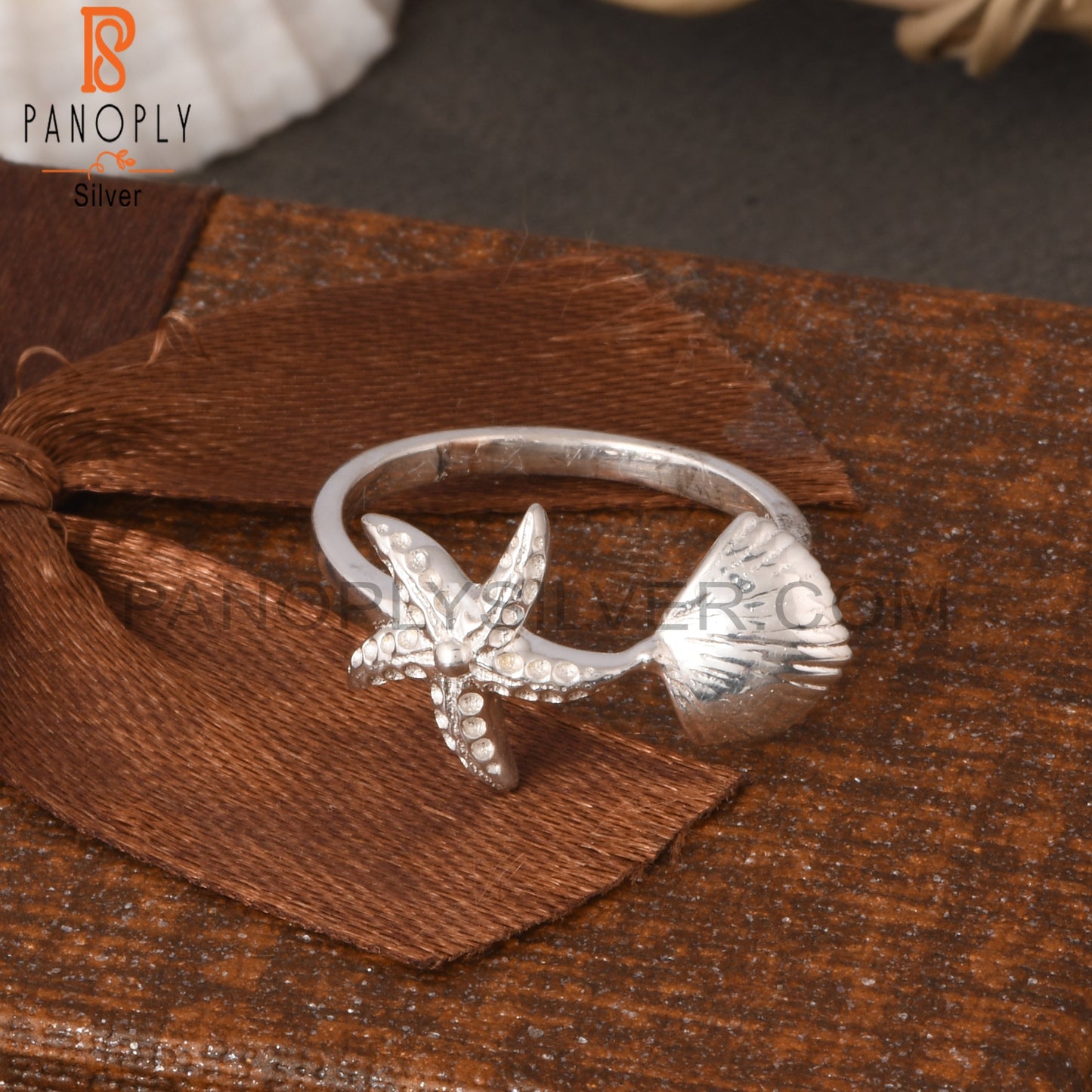 925 Sterling Silver Starfish Band Ring