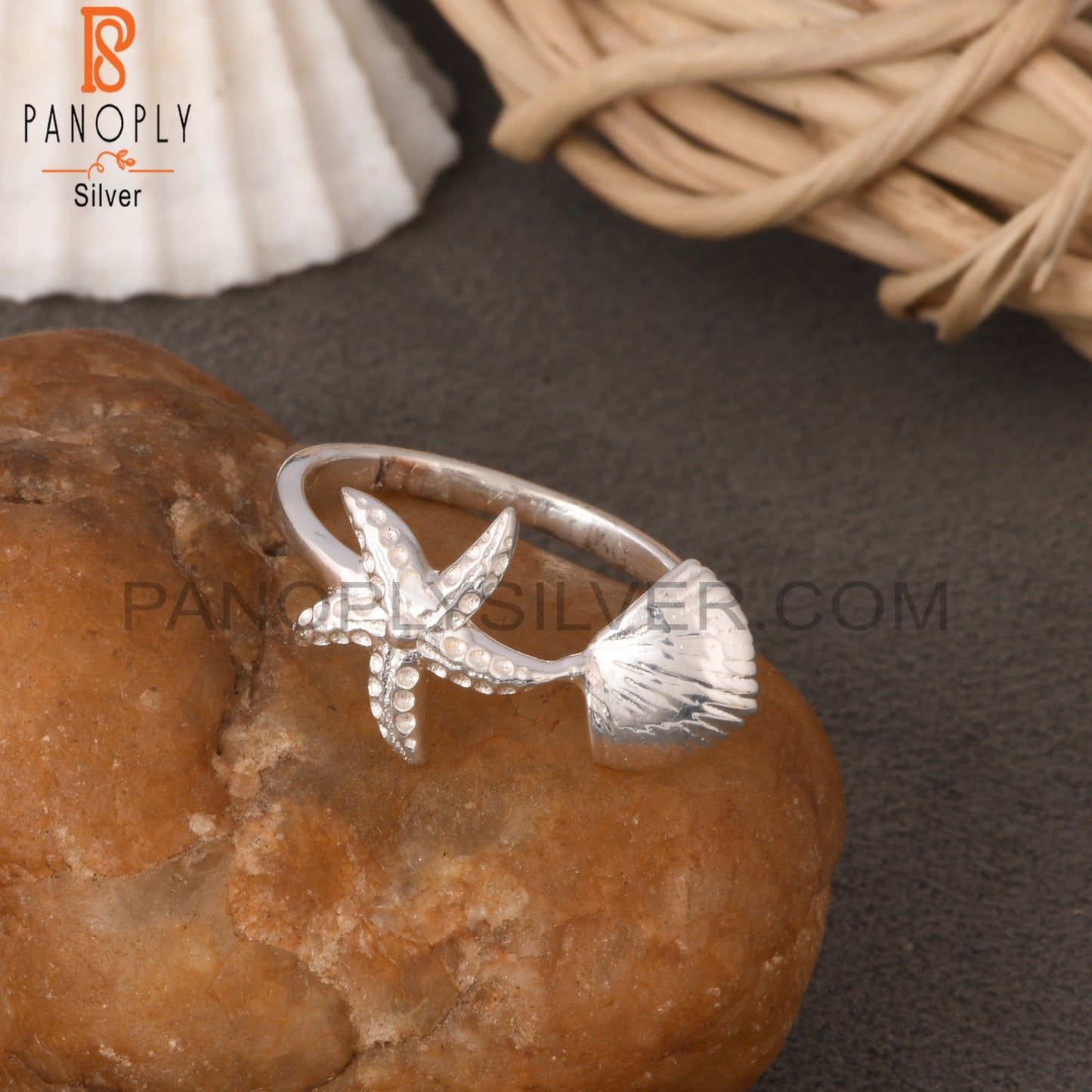 925 Sterling Silver Starfish Band Ring