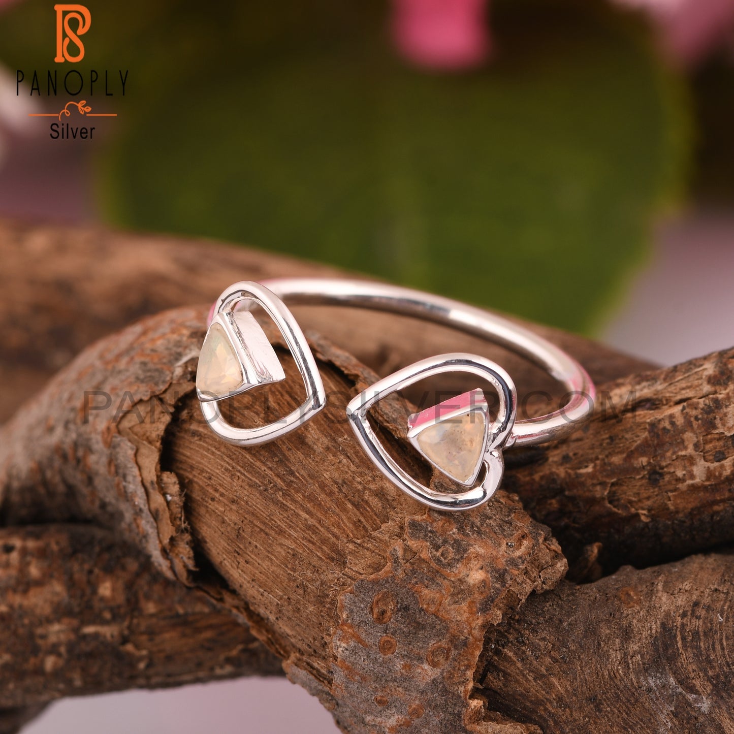 Ethiopian Opal Heart 925 Sterling Silver Ring