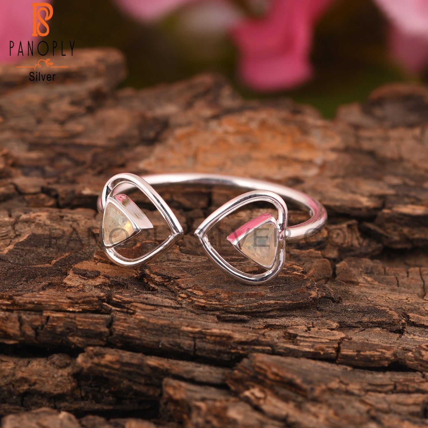 Ethiopian Opal Heart 925 Sterling Silver Ring