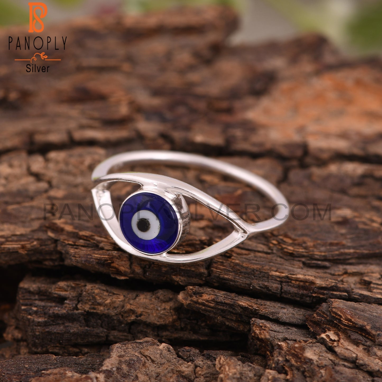 Blue Resin Evil Demon Eye 925 Sterling Silver Ring