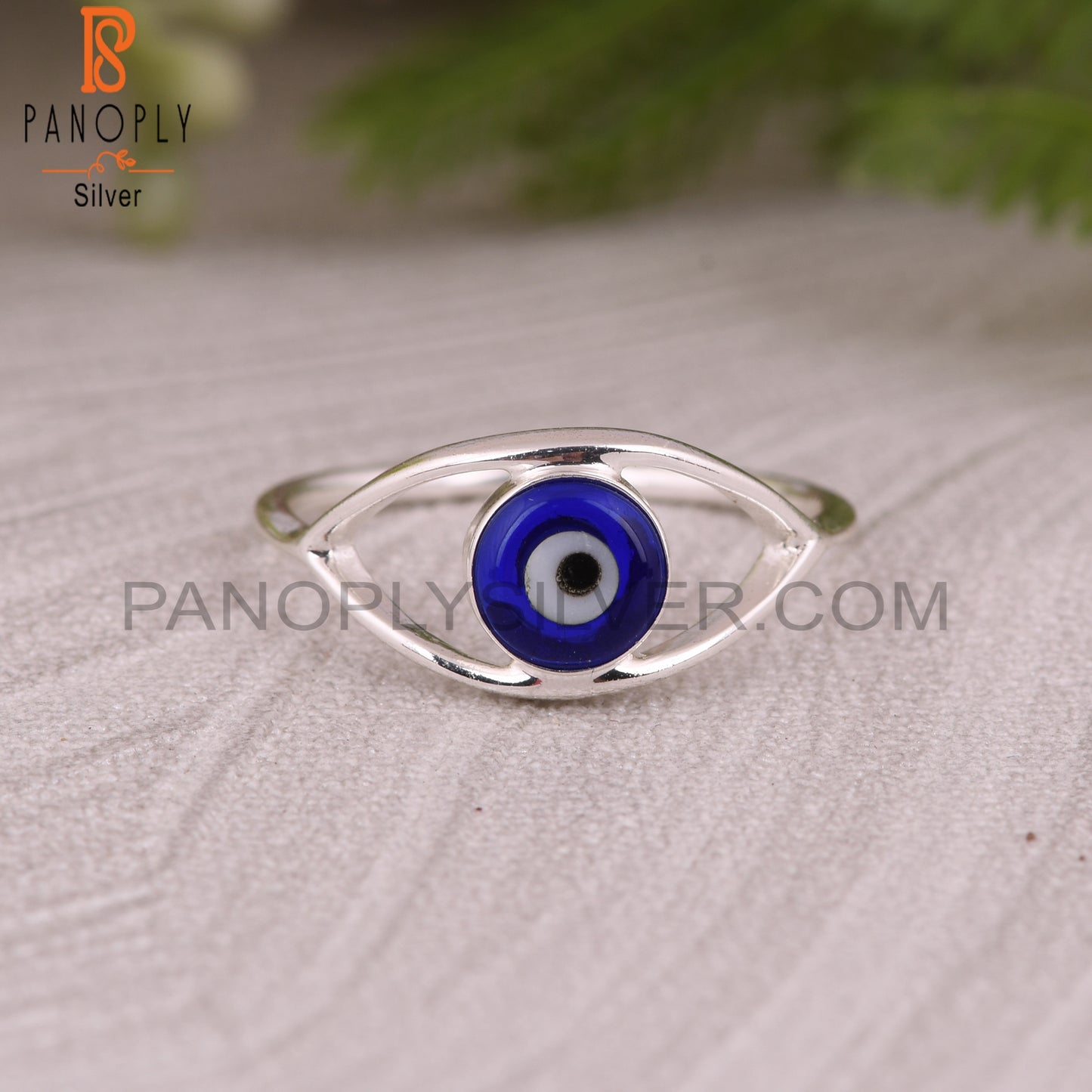 Blue Resin Evil Demon Eye 925 Sterling Silver Ring