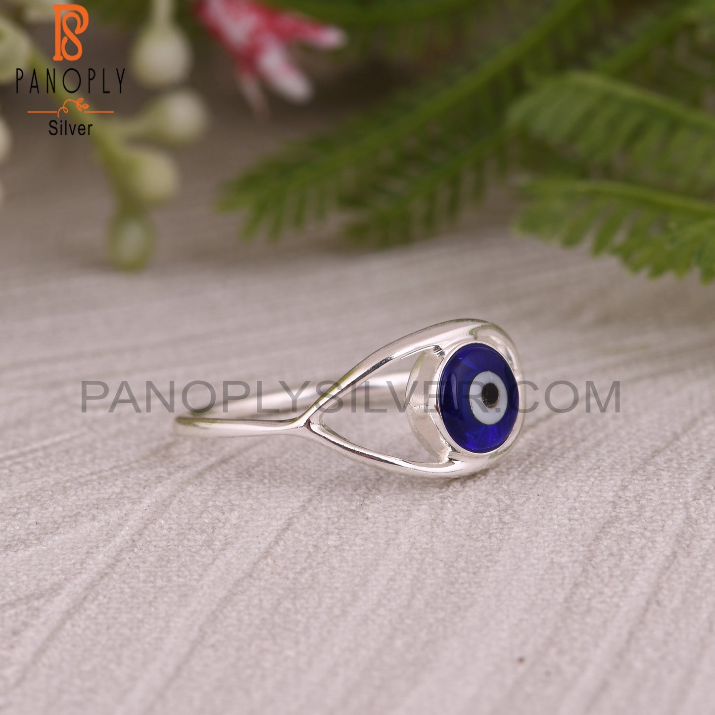 Blue Resin Evil Demon Eye 925 Sterling Silver Ring