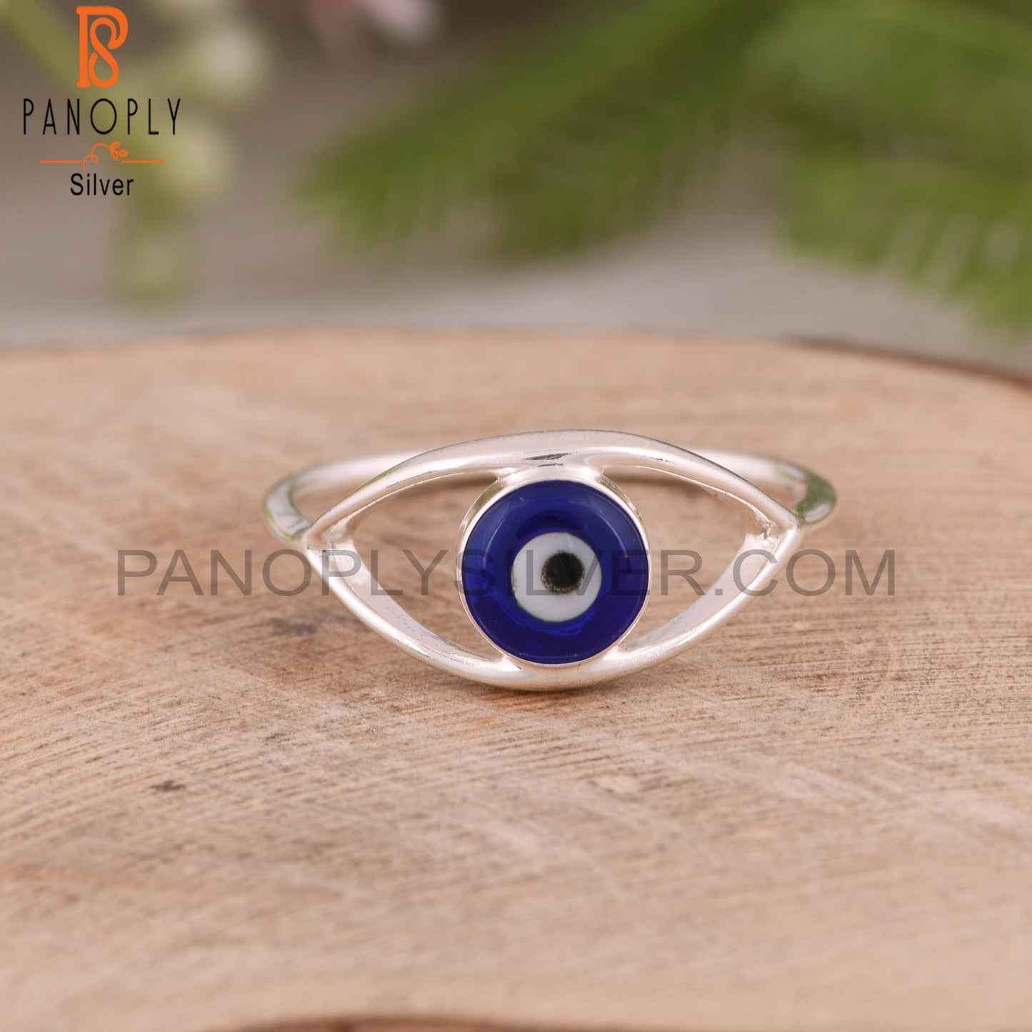 Blue Resin Evil Demon Eye 925 Sterling Silver Ring