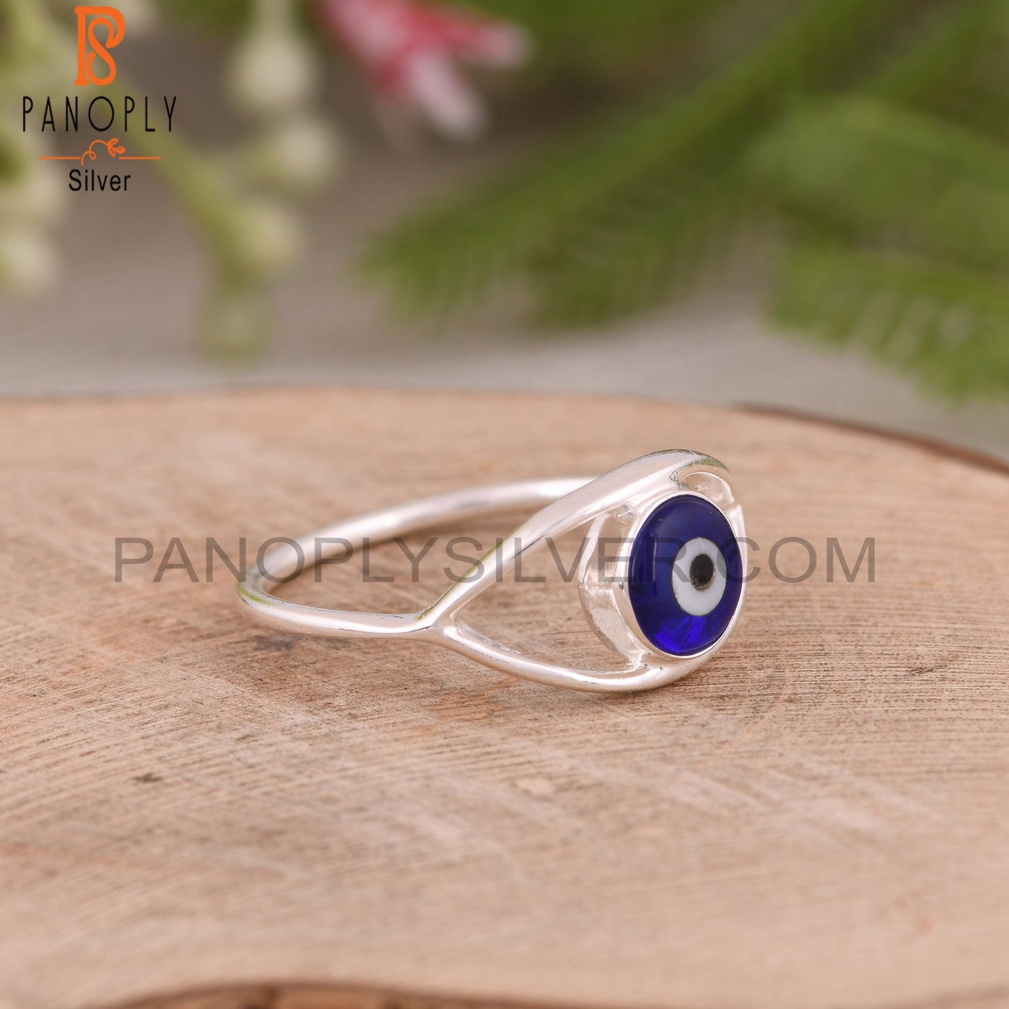 Blue Resin Evil Demon Eye 925 Sterling Silver Ring