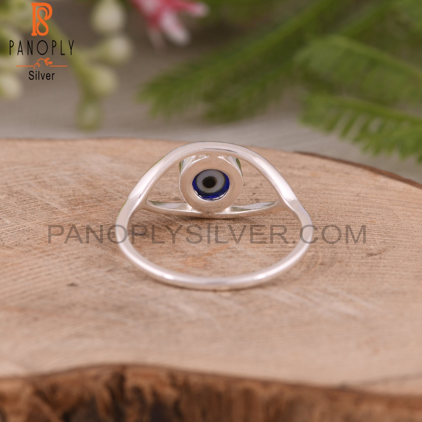Blue Resin Evil Demon Eye 925 Sterling Silver Ring