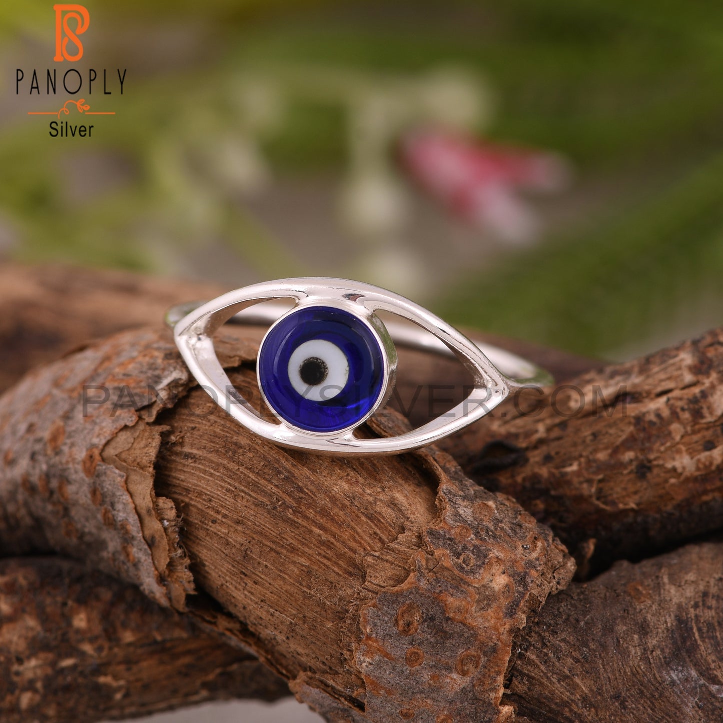 Blue Resin Evil Demon Eye 925 Sterling Silver Ring