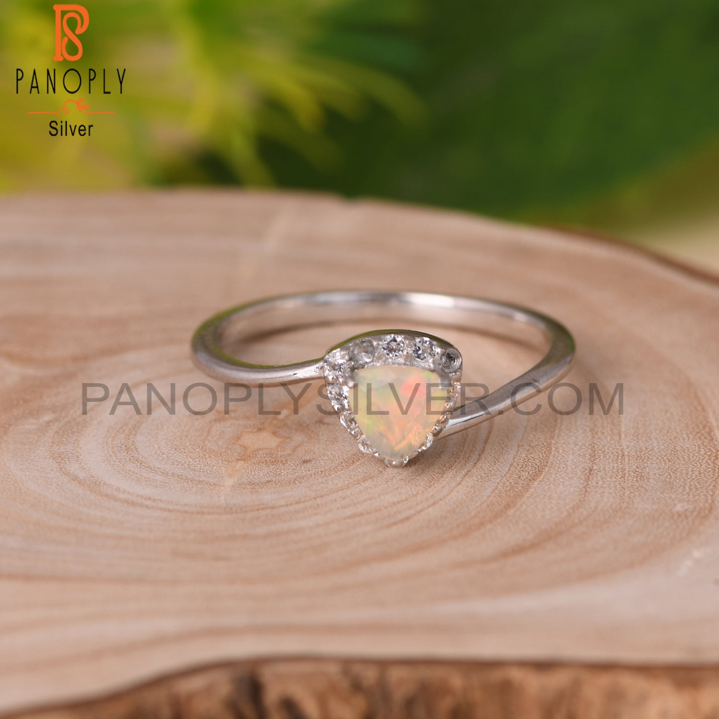 Ethiopian Opal & White Topaz 925 Silver Ring