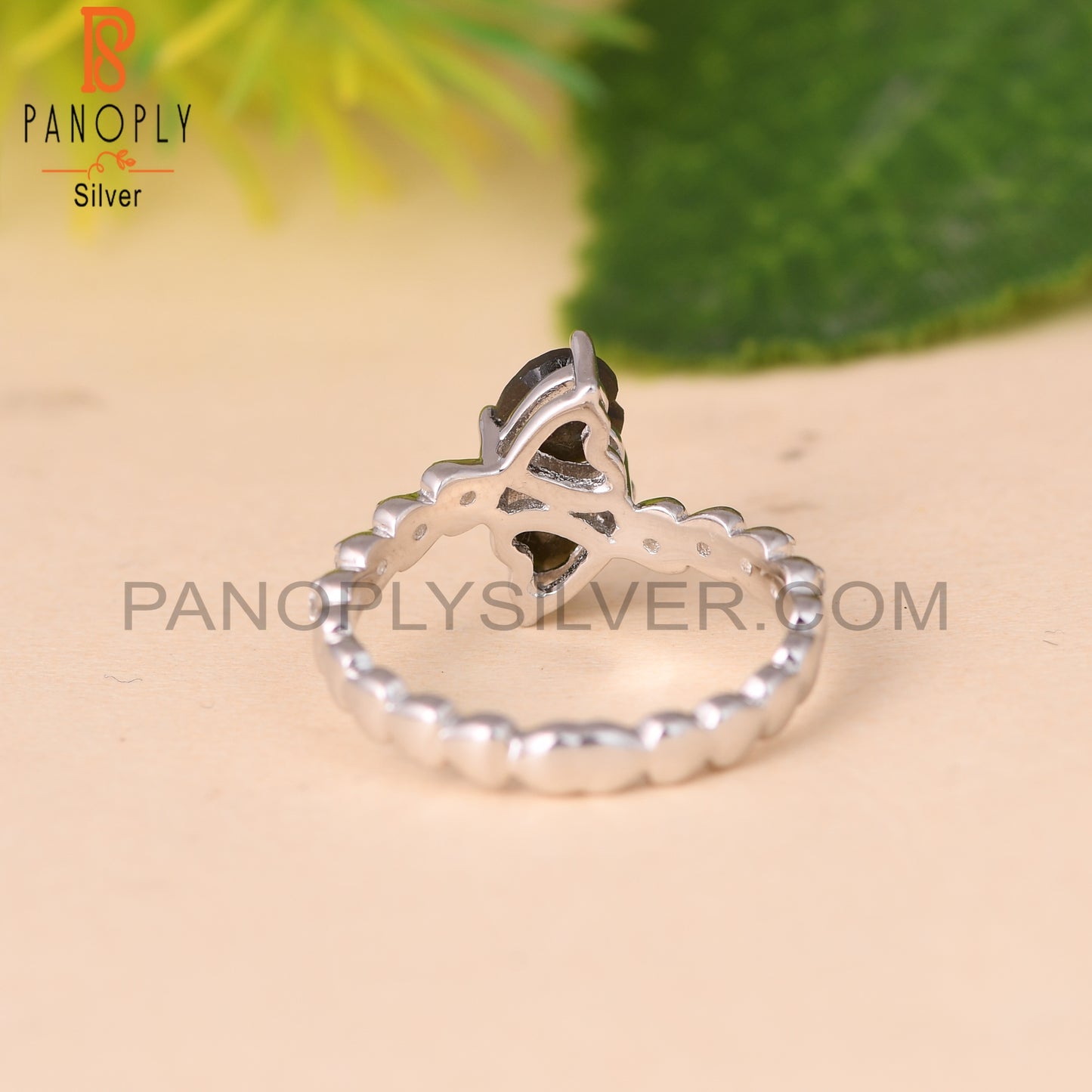 Gold Sheen Obsidian, White Topaz 925 Sterling Silver Ring