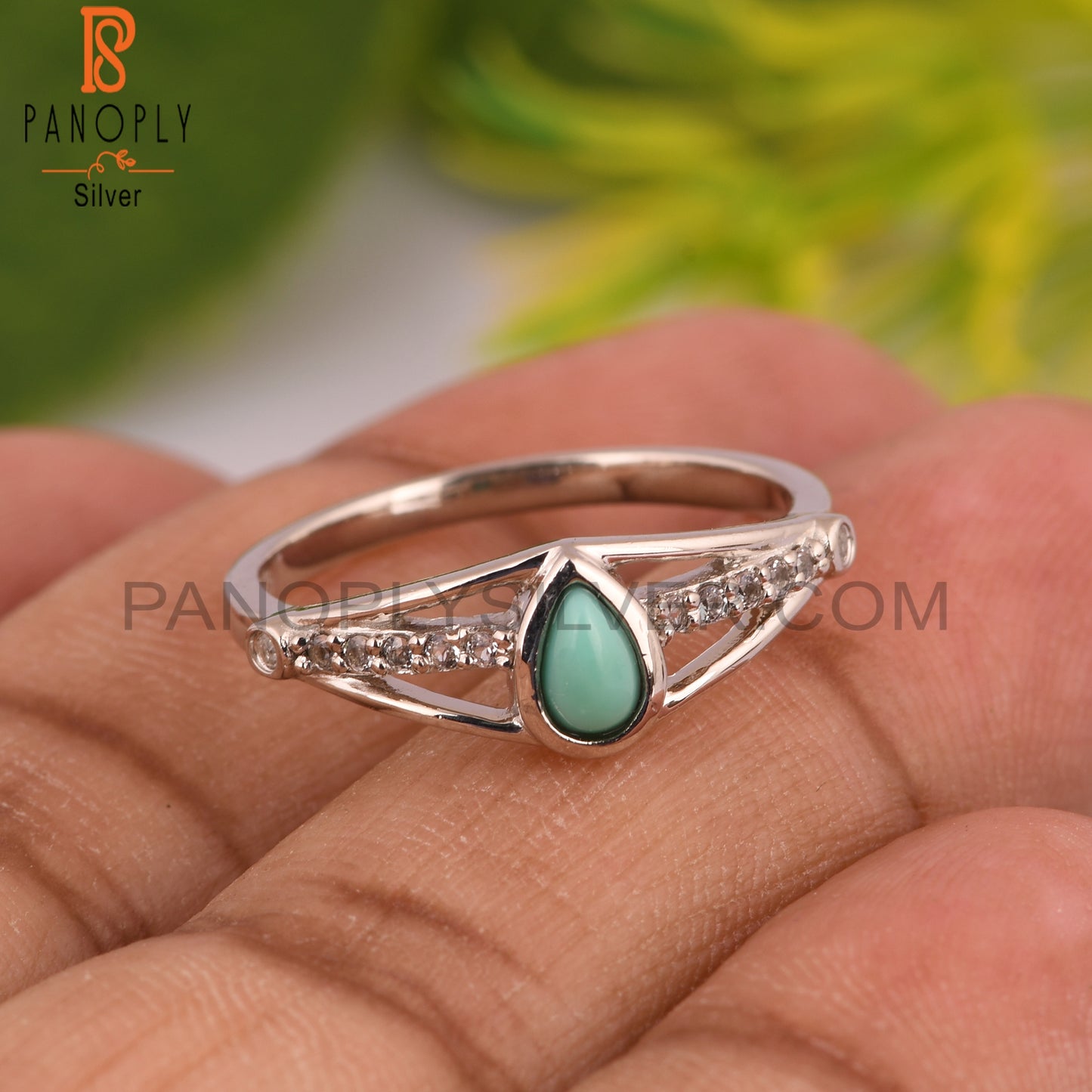 Arizona Turquoise Pear 925 Sterling Silver Ring