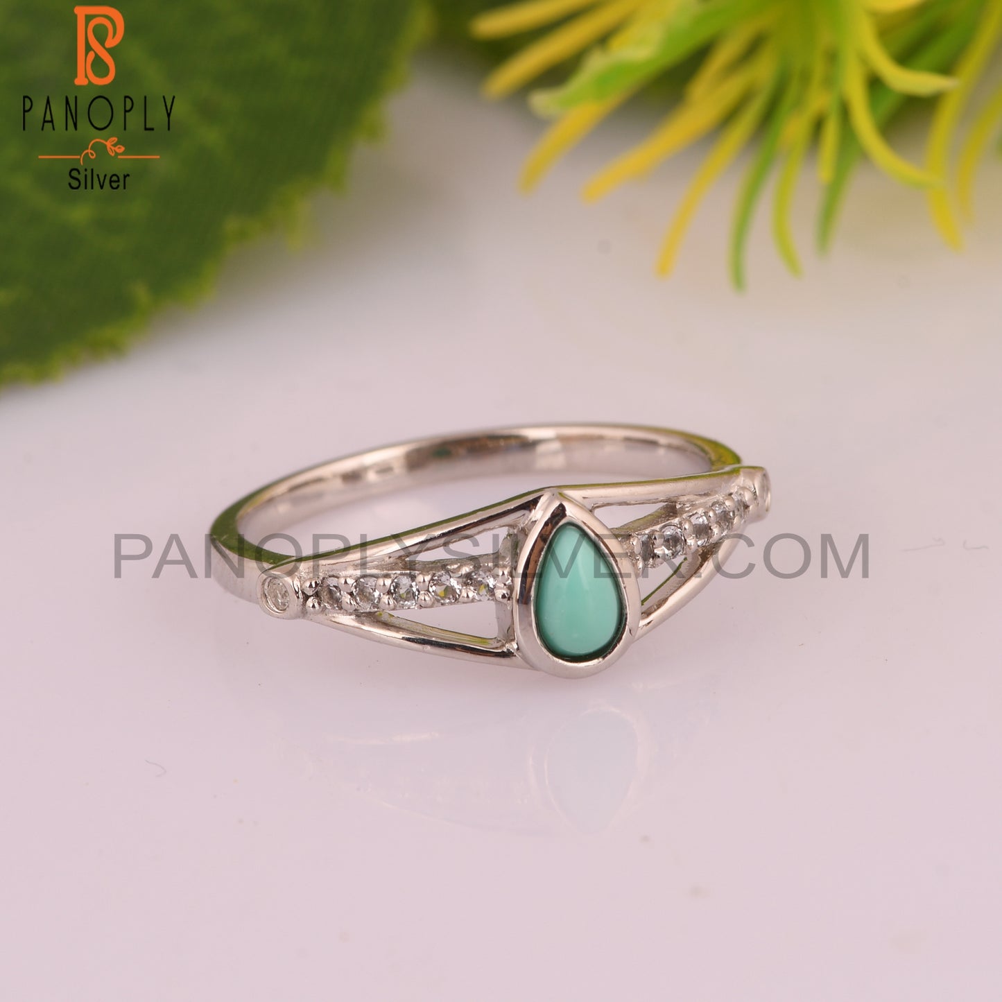 Arizona Turquoise Pear 925 Sterling Silver Ring
