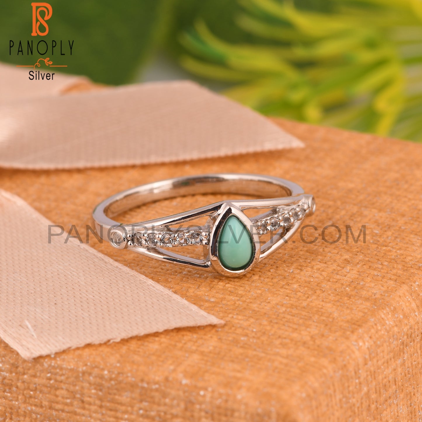 Arizona Turquoise Pear 925 Sterling Silver Ring