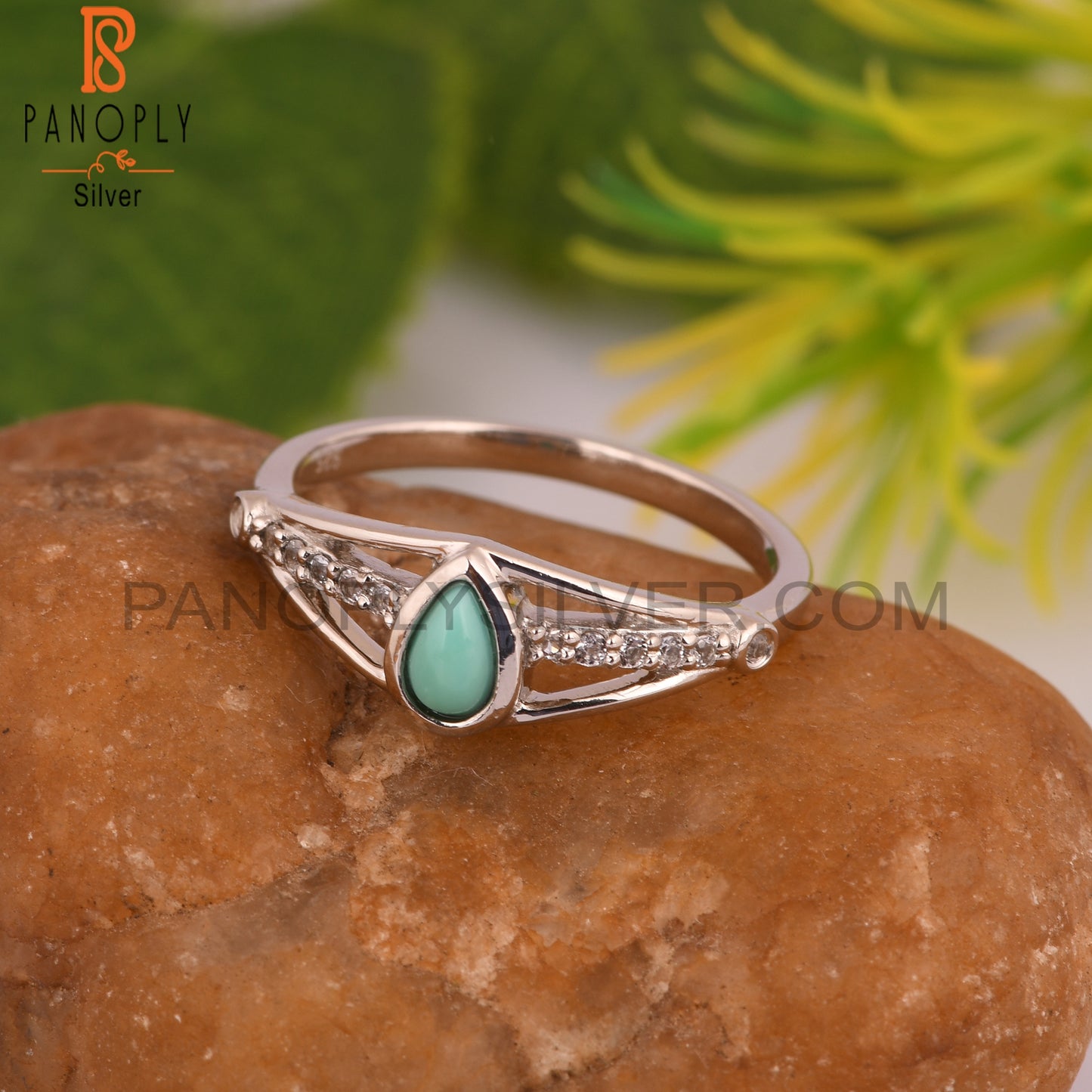 Arizona Turquoise Pear 925 Sterling Silver Ring