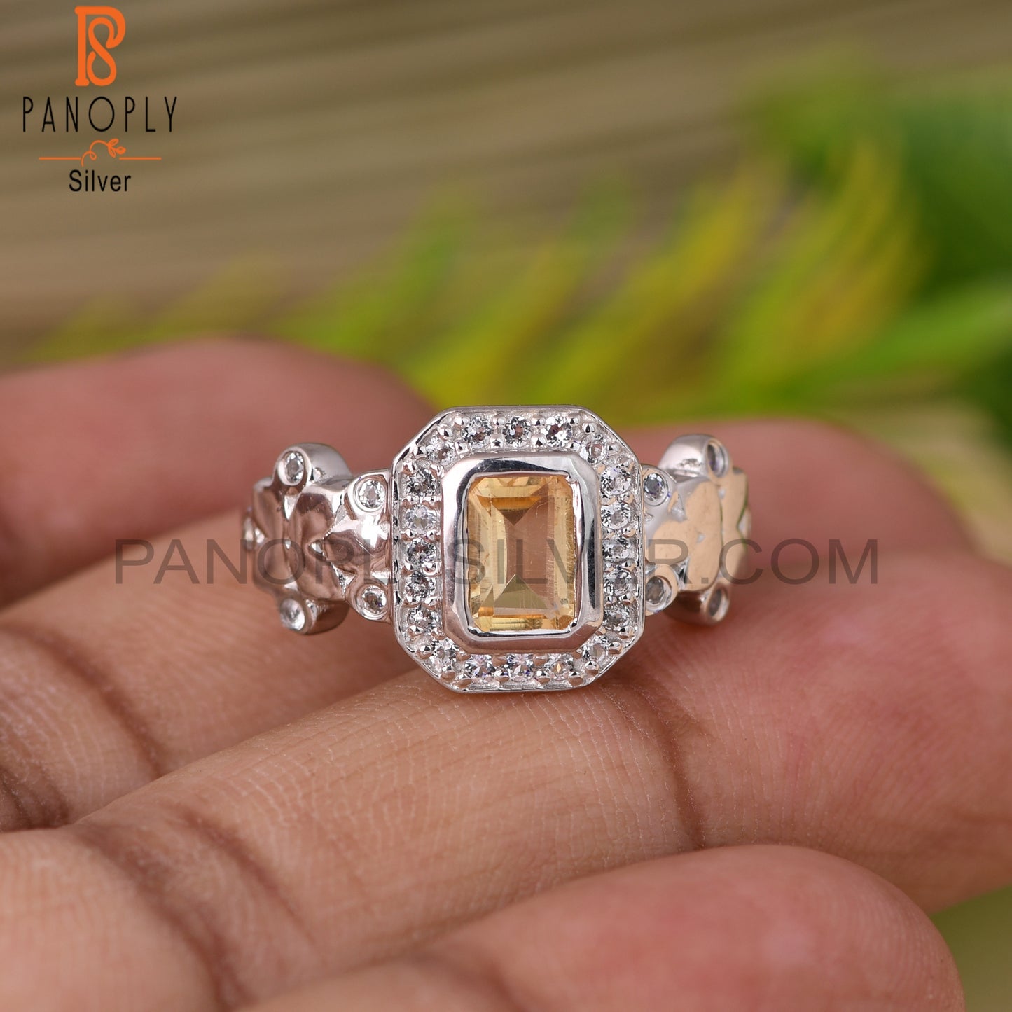 Citrine And White Topaz 925 Sterling Silver Ring