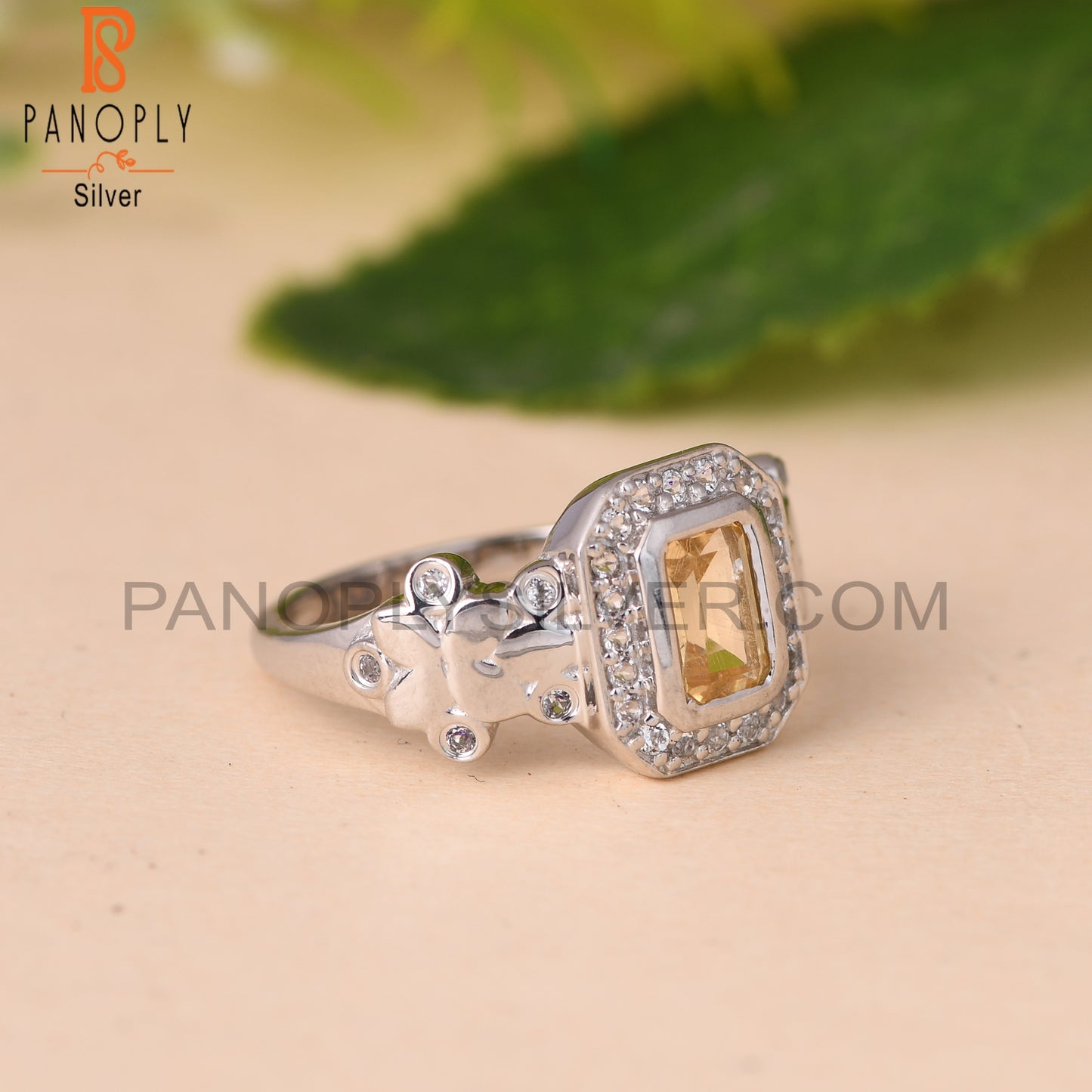 Citrine And White Topaz 925 Sterling Silver Ring