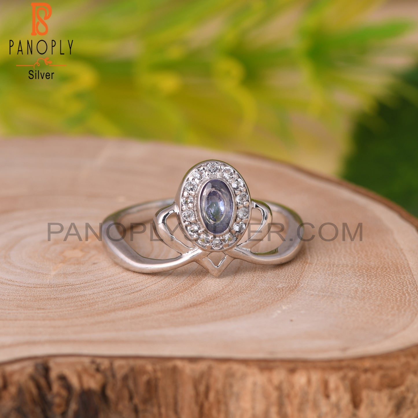 White Topaz & Tanzanite Oval Shape 925 Sterling Silver Ring