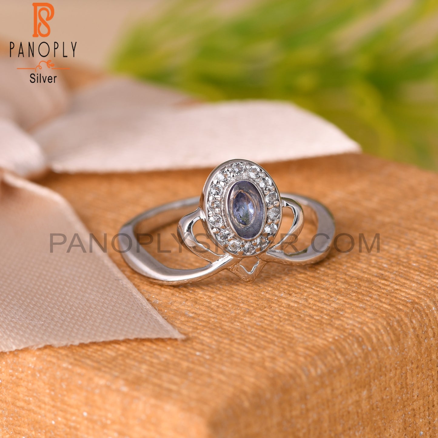 White Topaz & Tanzanite Oval Shape 925 Sterling Silver Ring