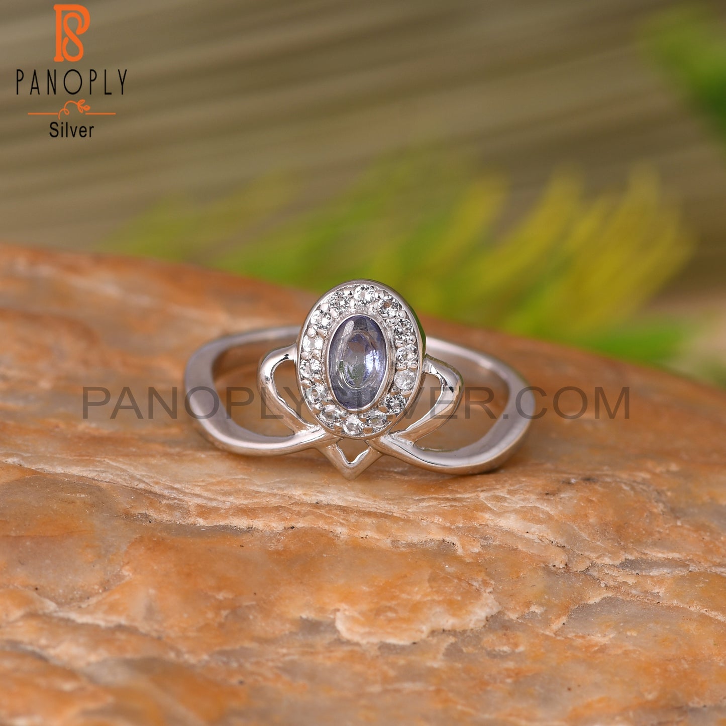White Topaz & Tanzanite Oval Shape 925 Sterling Silver Ring