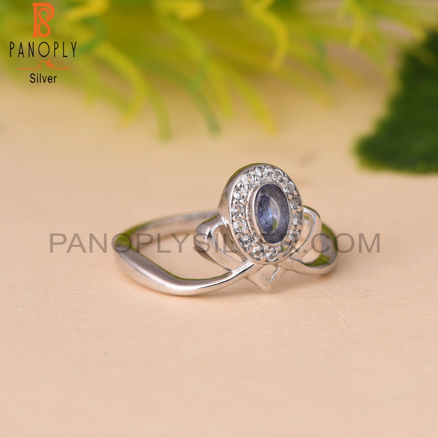 White Topaz & Tanzanite Oval Shape 925 Sterling Silver Ring
