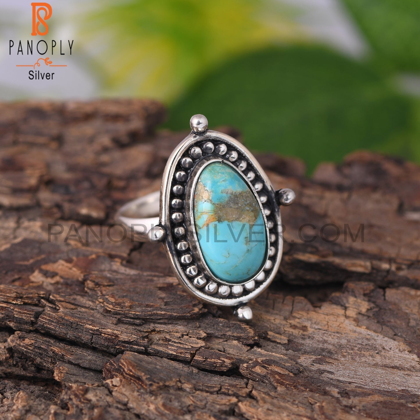 Kingsman Turquoise Oval Shape Sterling Silver Ring