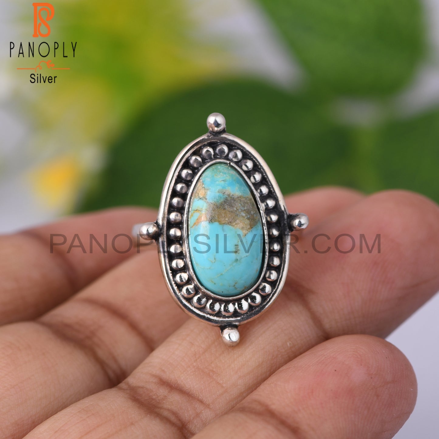 Kingsman Turquoise Oval Shape Sterling Silver Ring
