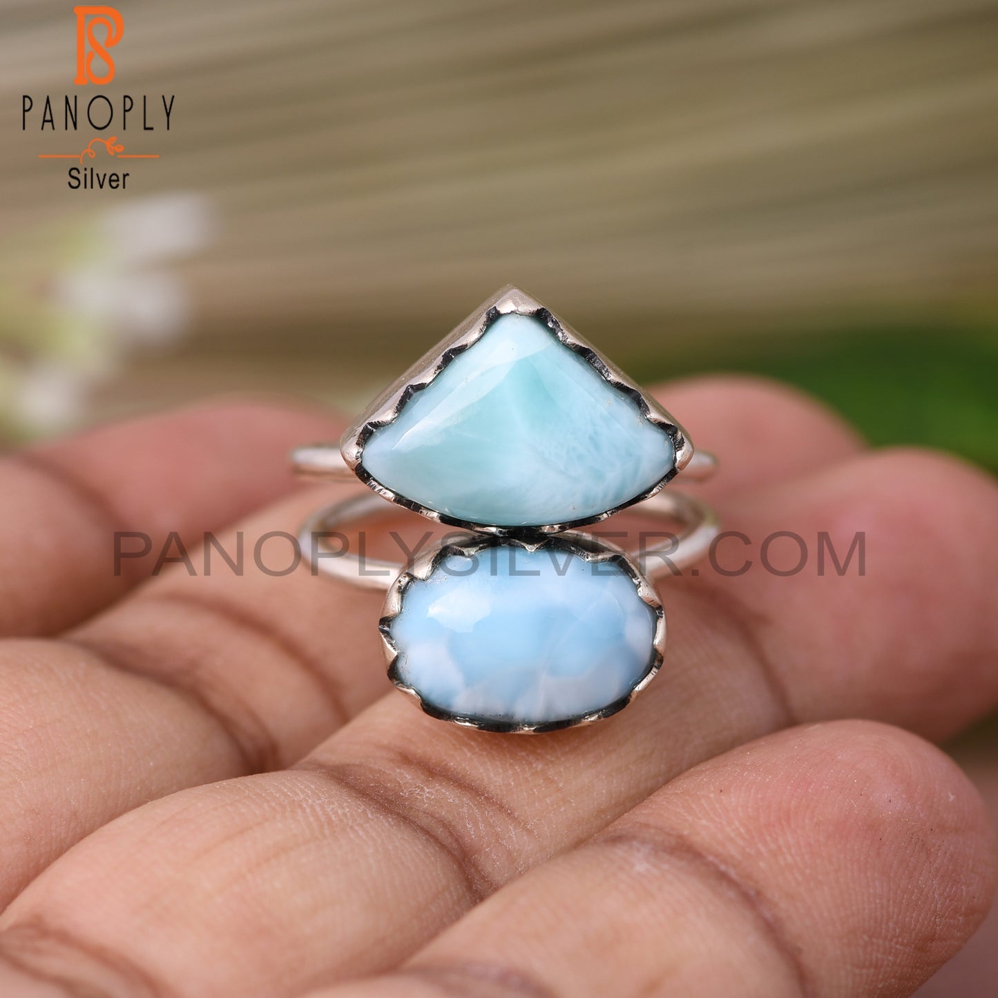 Blue Larimar 925 Sterling Silver Ring