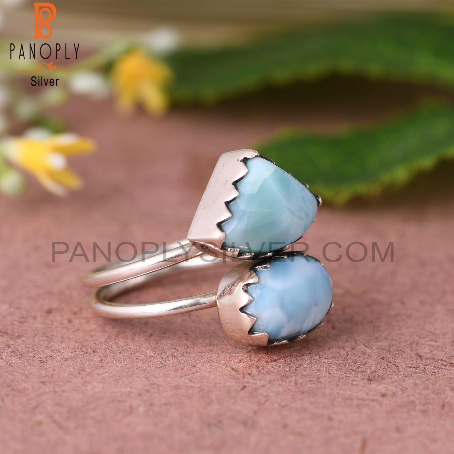 Blue Larimar 925 Sterling Silver Ring
