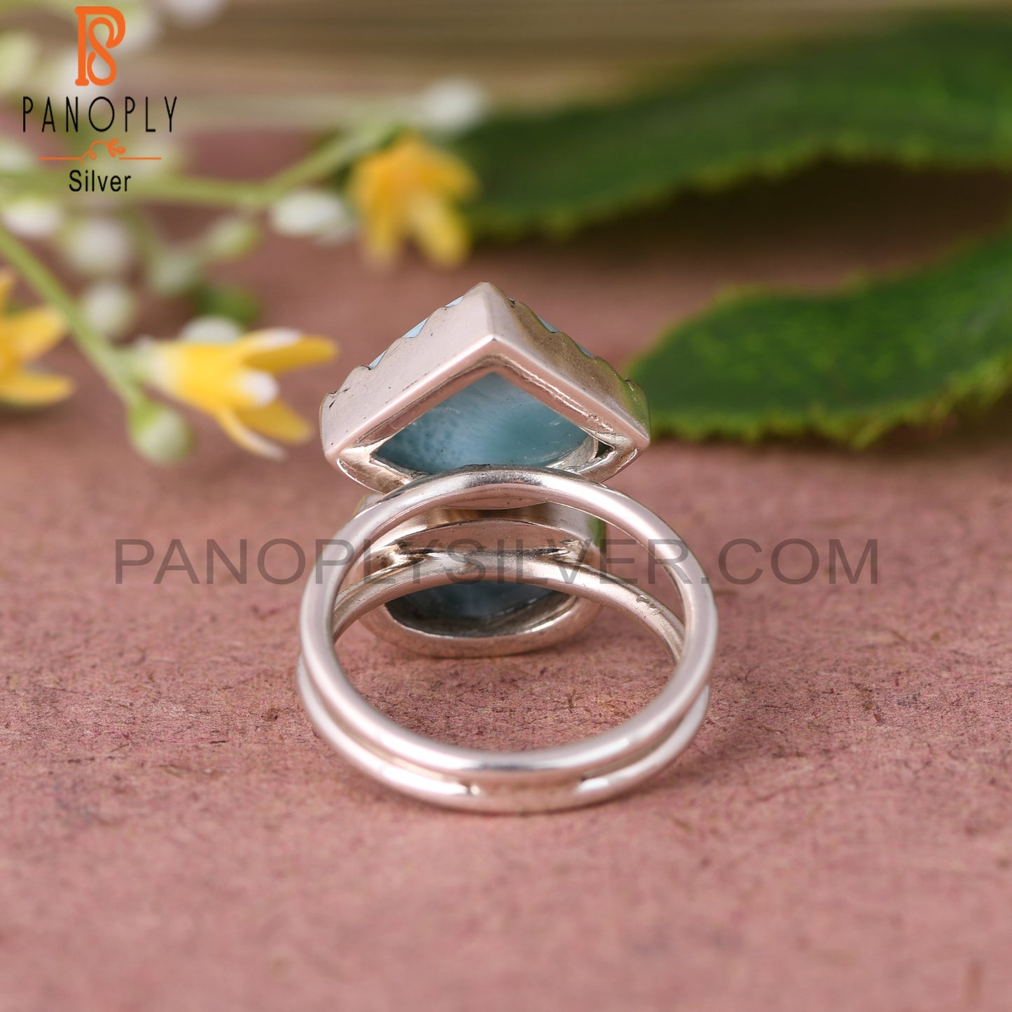 Blue Larimar 925 Sterling Silver Ring