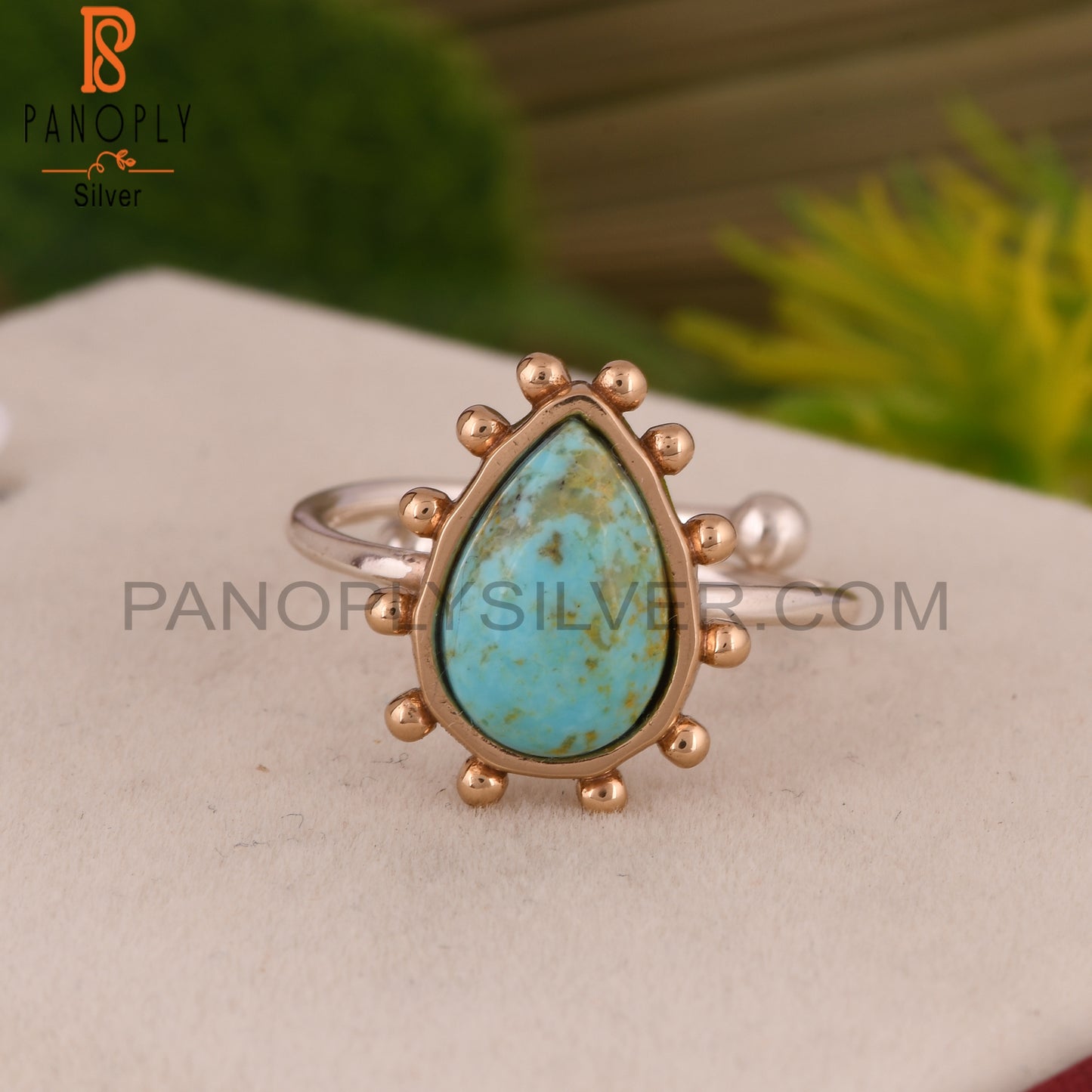 Kingman Turquoise Pear Shape Sterling Silver Ring