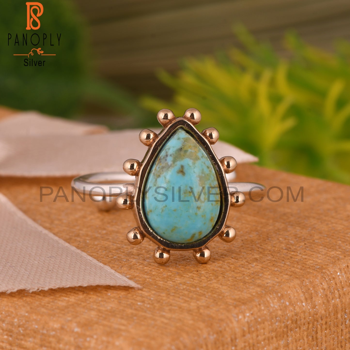 Kingman Turquoise Pear Shape Sterling Silver Ring