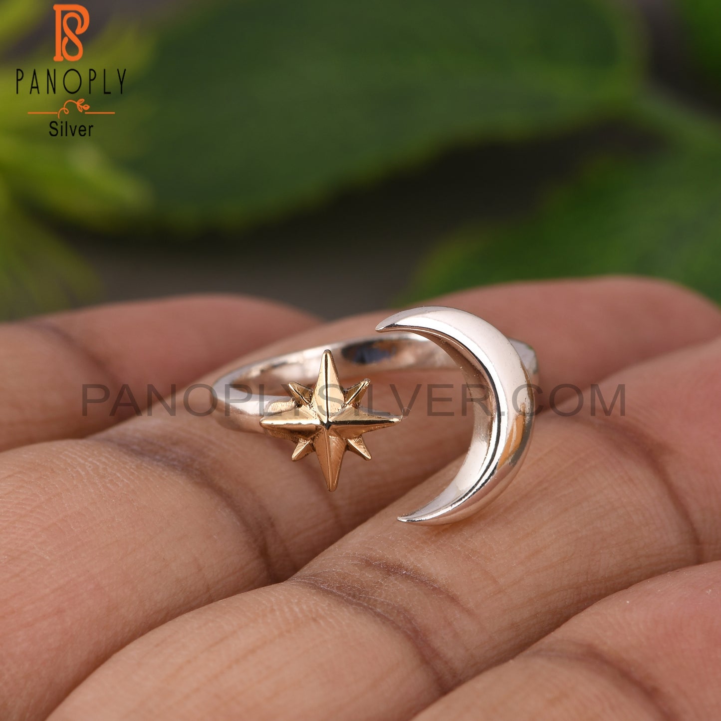 Star Moon Shape 925 Sterling Silver Ring