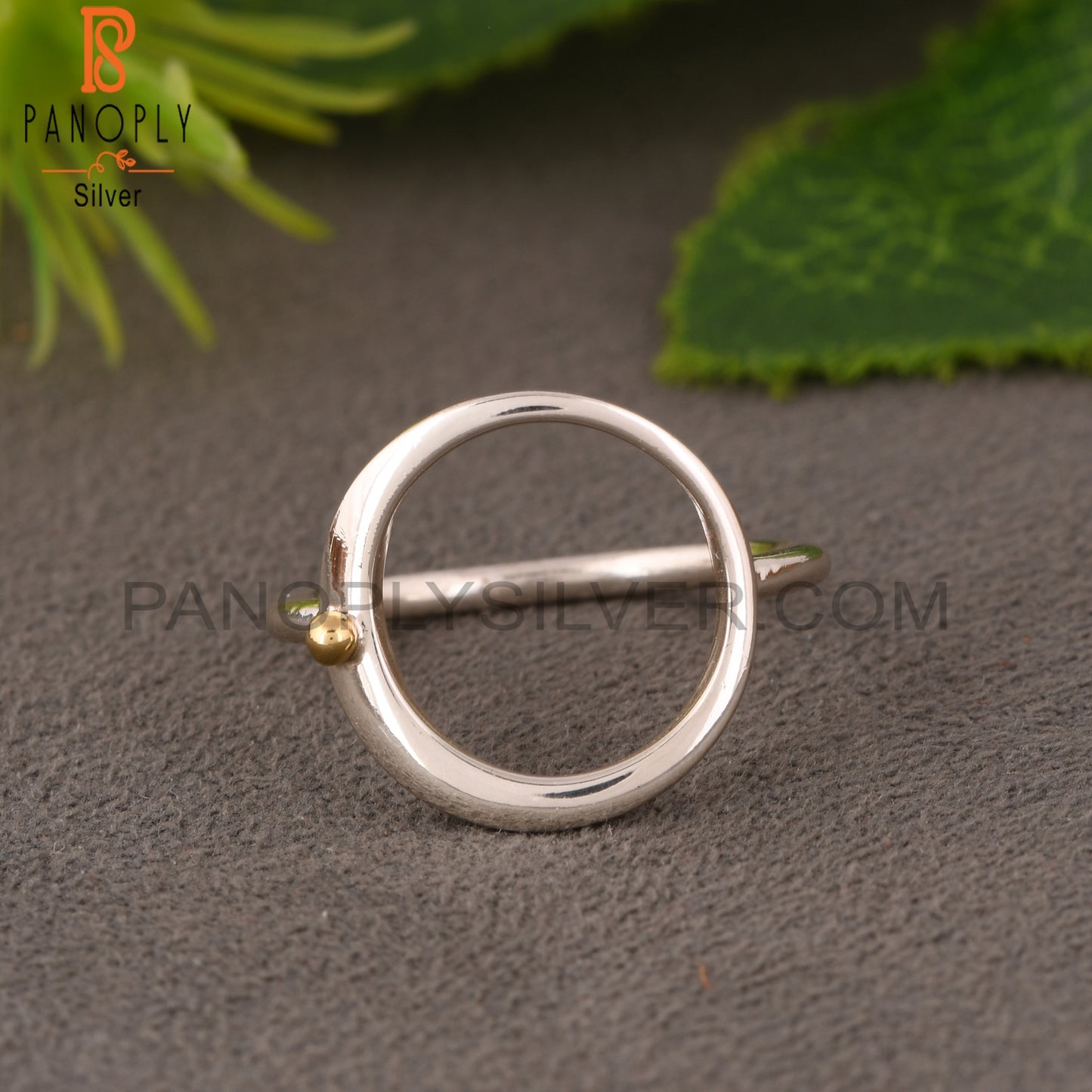 Handmade 925 Sterling Silver Gold Dot Ring
