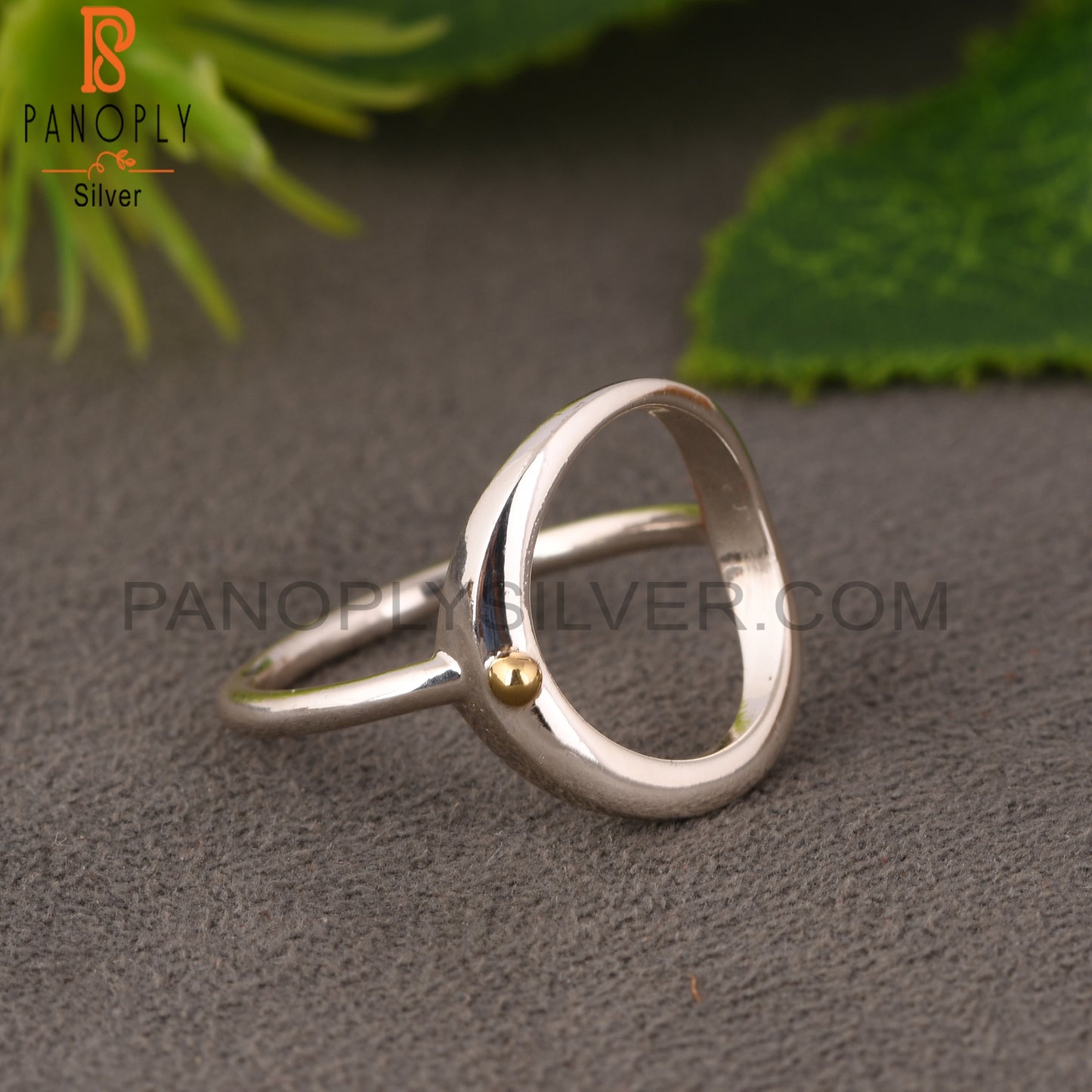 Handmade 925 Sterling Silver Gold Dot Ring
