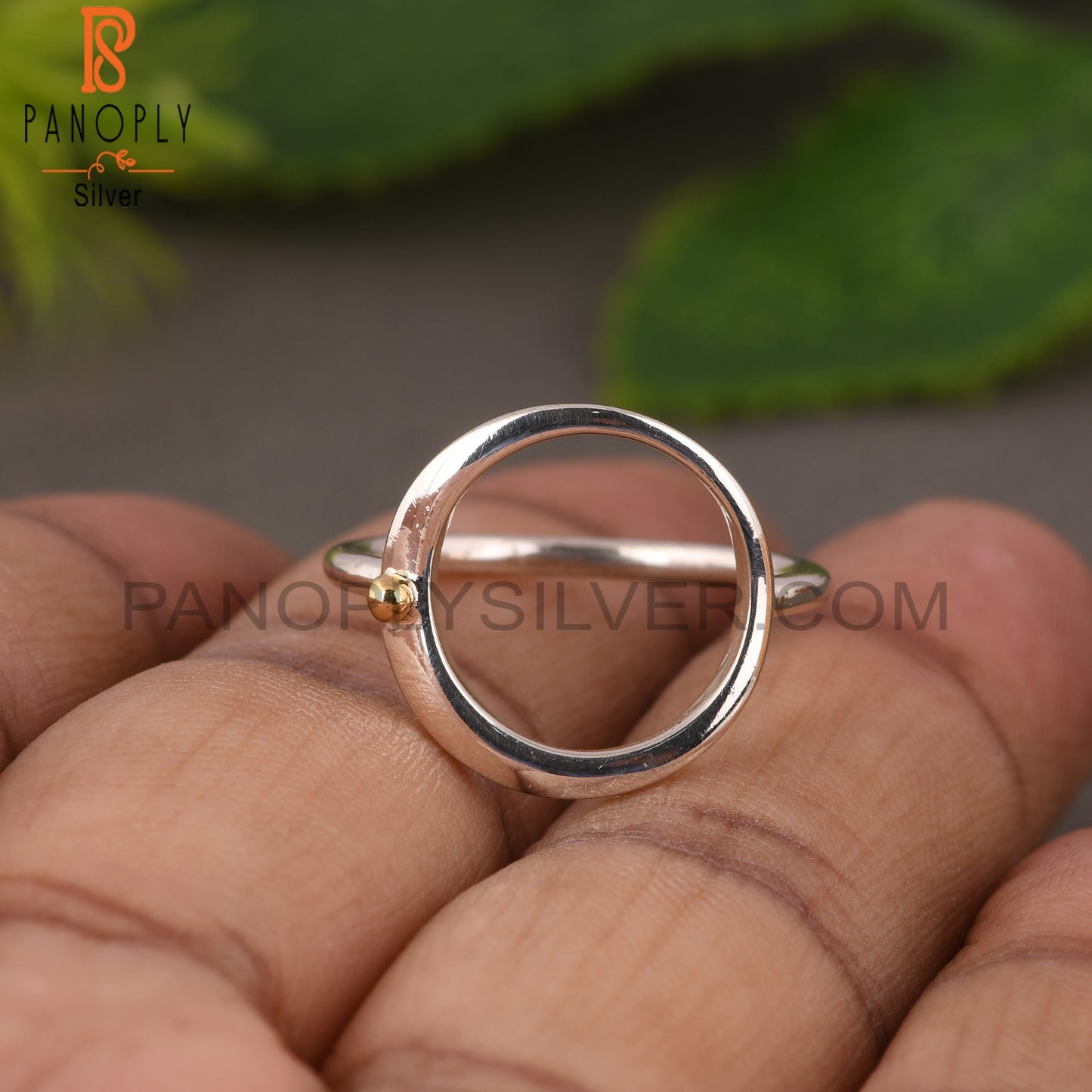 Handmade 925 Sterling Silver Gold Dot Ring