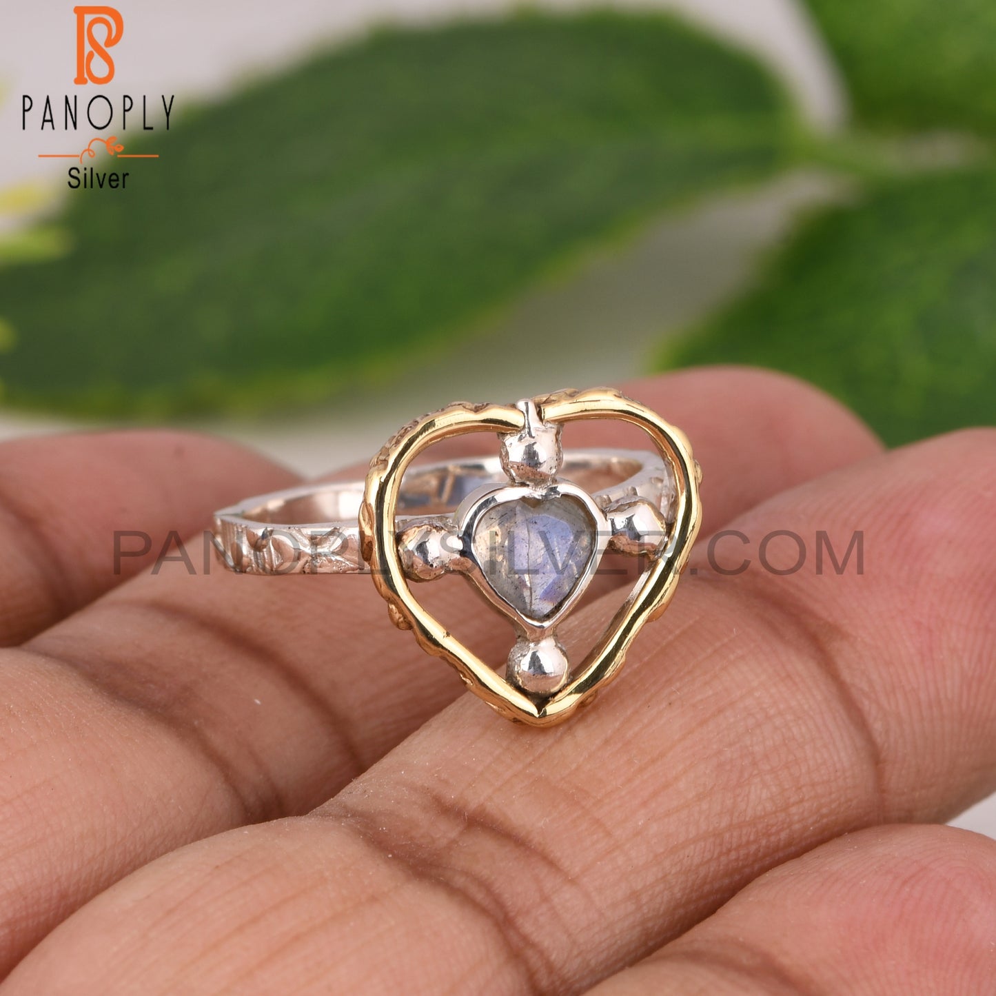 Labradorite Heart Shape 925 Sterling Silver Ring