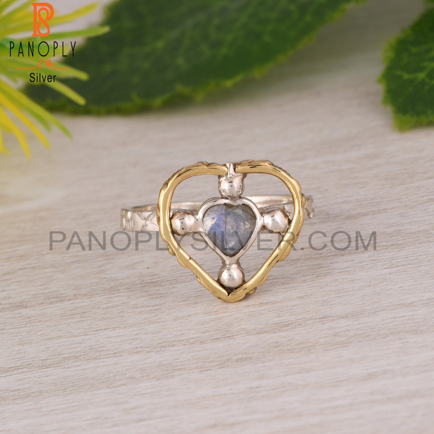 Labradorite Heart Shape 925 Sterling Silver Ring