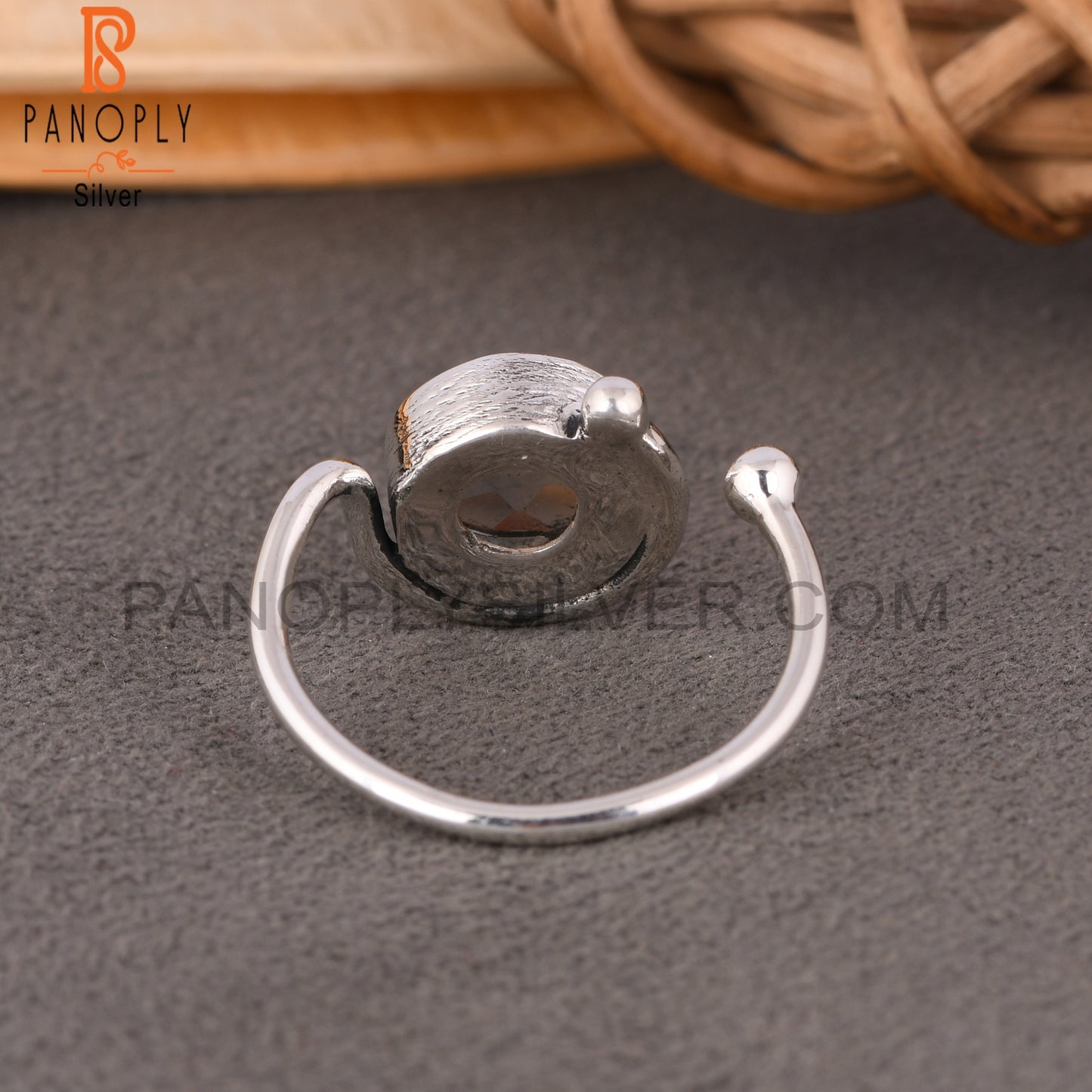 Fluorite Round 925 Sterling Silver Ring