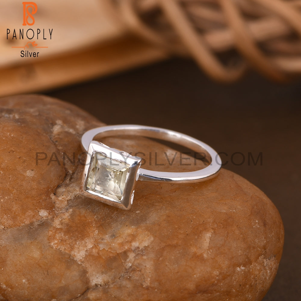 Lemon Topaz Square Shape 925 Sterling Silver Ring