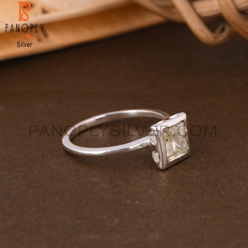 Lemon Topaz Square Shape 925 Sterling Silver Ring