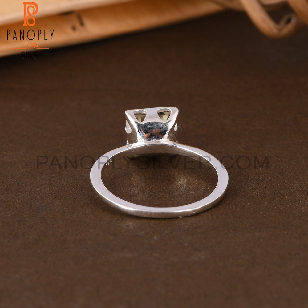 Lemon Topaz Square Shape 925 Sterling Silver Ring