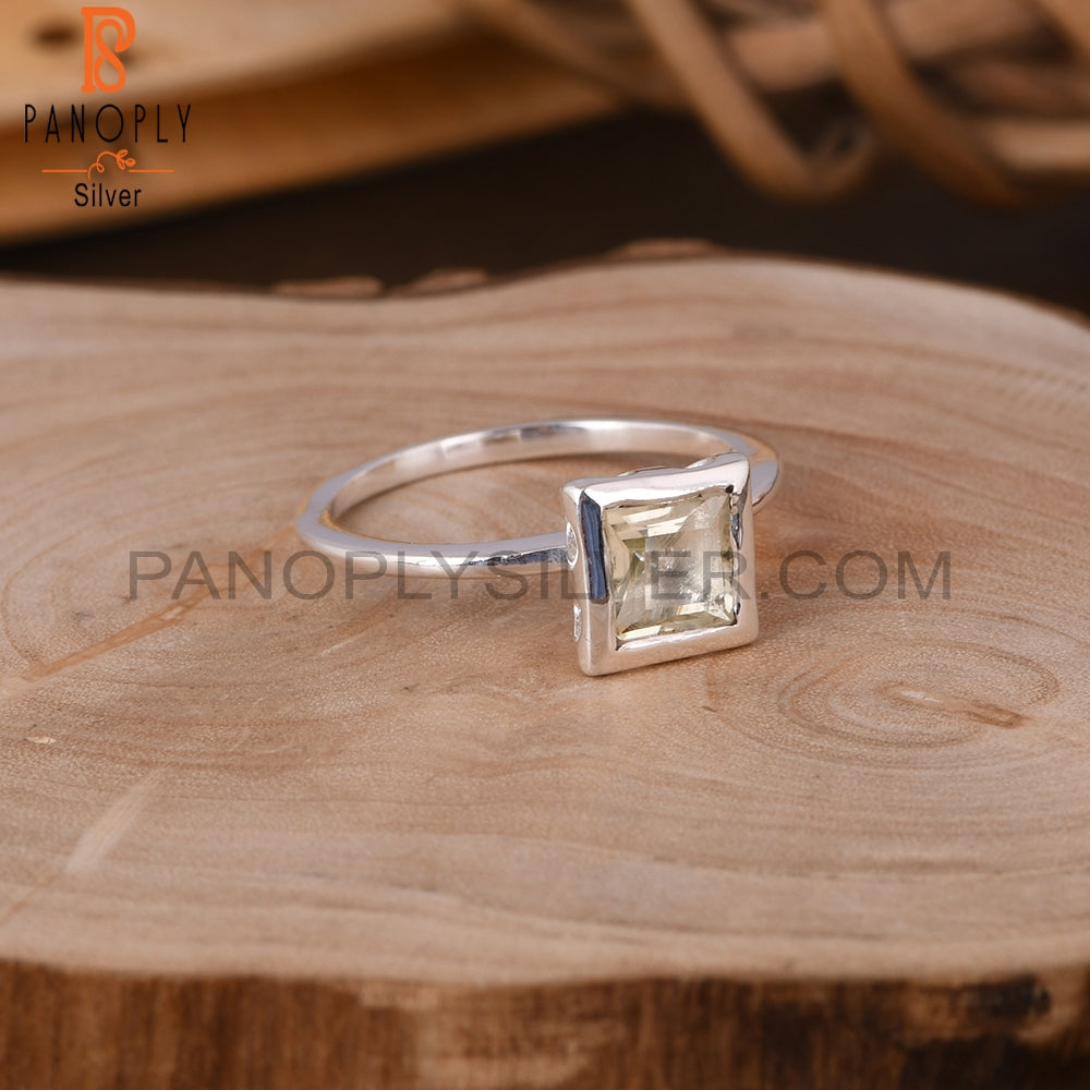 Lemon Topaz Square Shape 925 Sterling Silver Ring