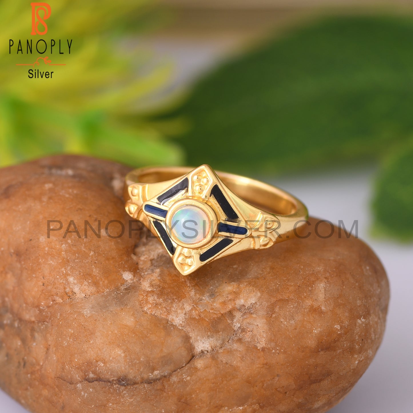 Ethiopian Opal Round 925 Sterling Silver Ring
